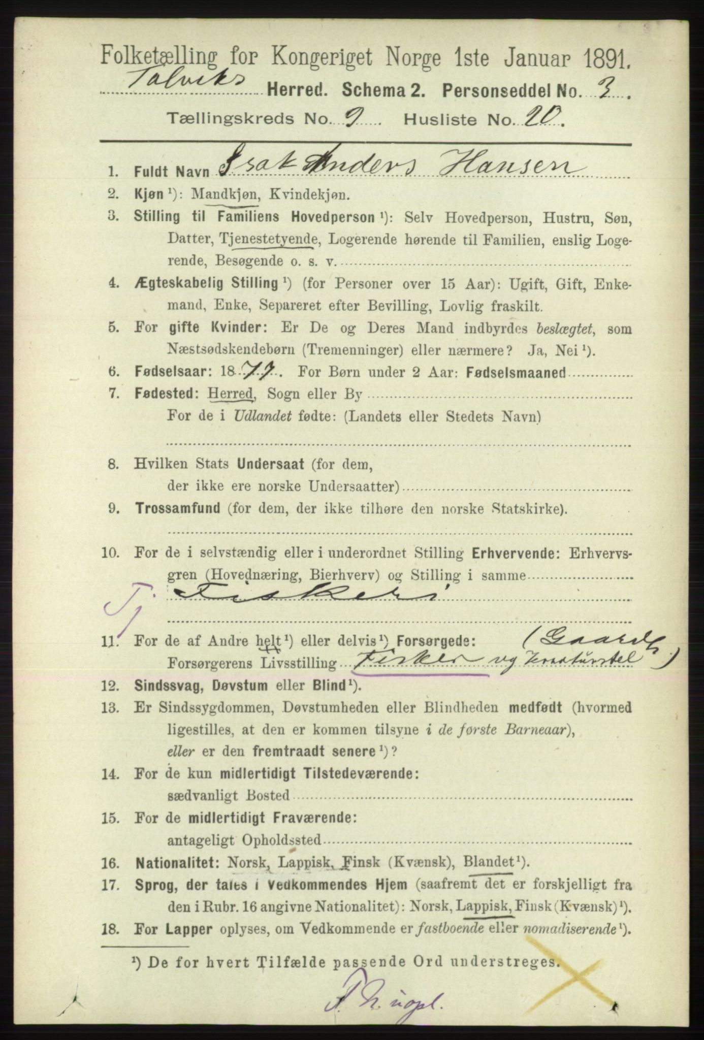 RA, 1891 census for 2013 Talvik, 1891, p. 2269