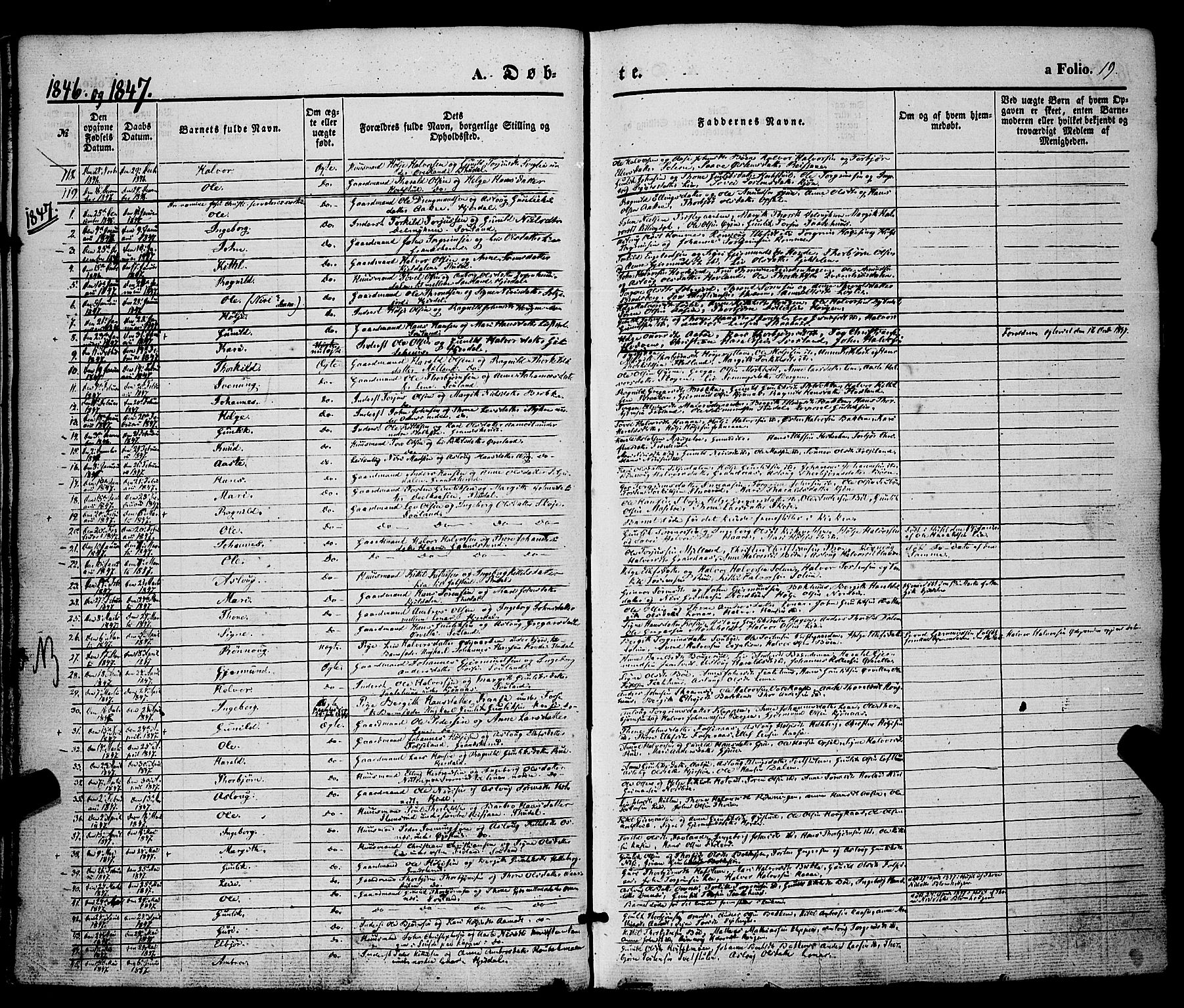 Hjartdal kirkebøker, SAKO/A-270/F/Fa/L0008: Parish register (official) no. I 8, 1844-1859, p. 19