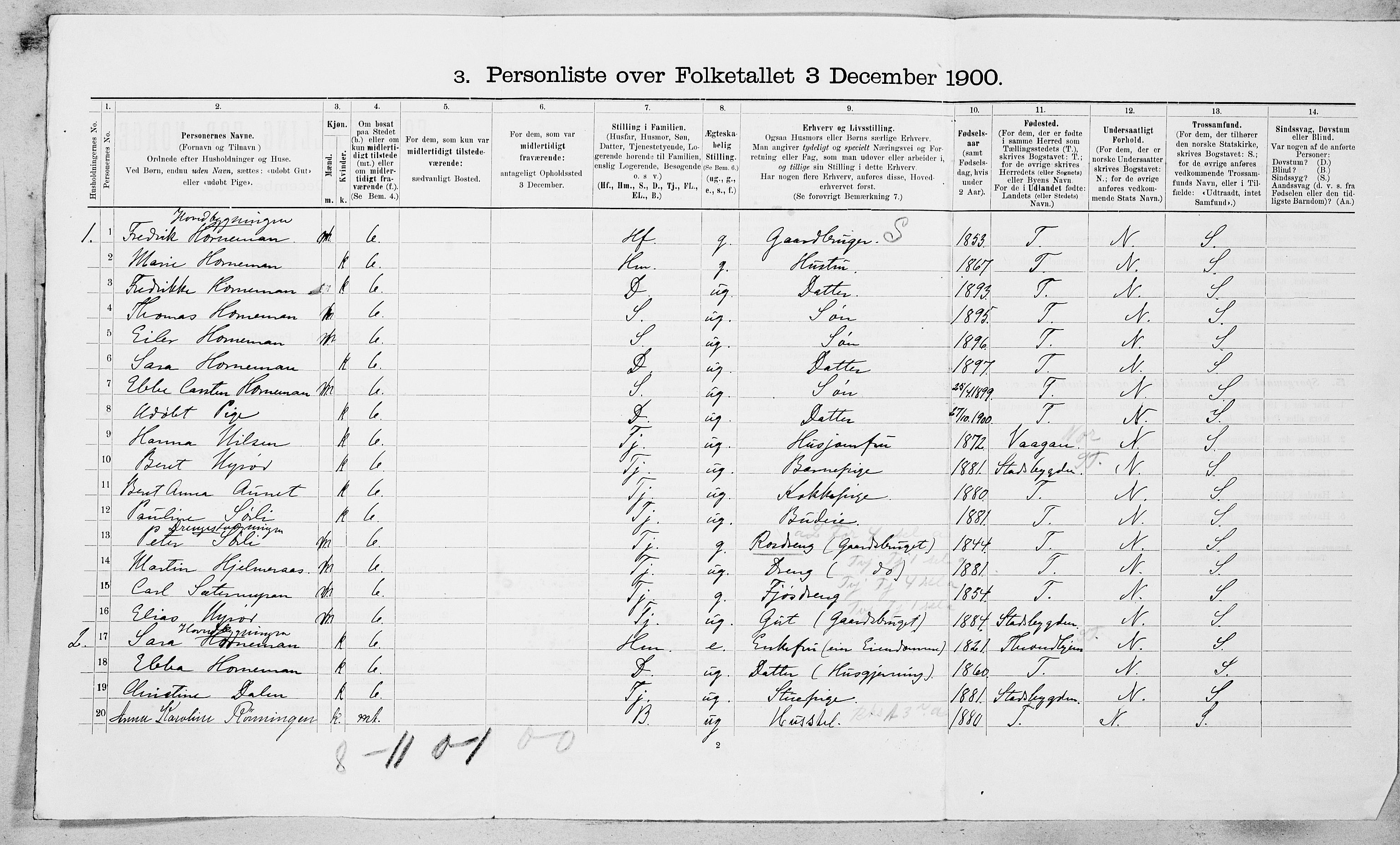 SAT, 1900 census for Rissa, 1900, p. 219