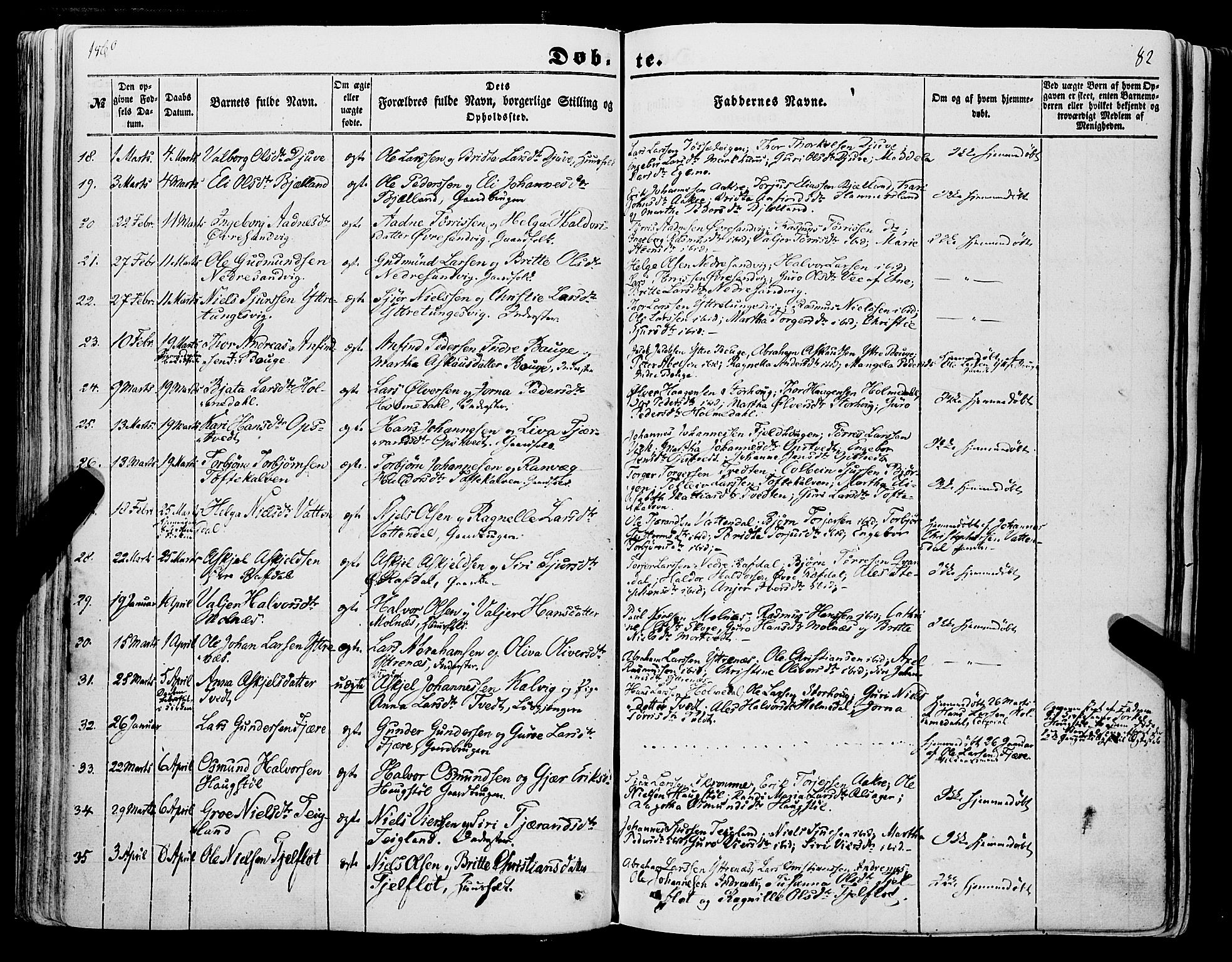 Skånevik sokneprestembete, SAB/A-77801/H/Haa: Parish register (official) no. A 5I, 1848-1869, p. 82
