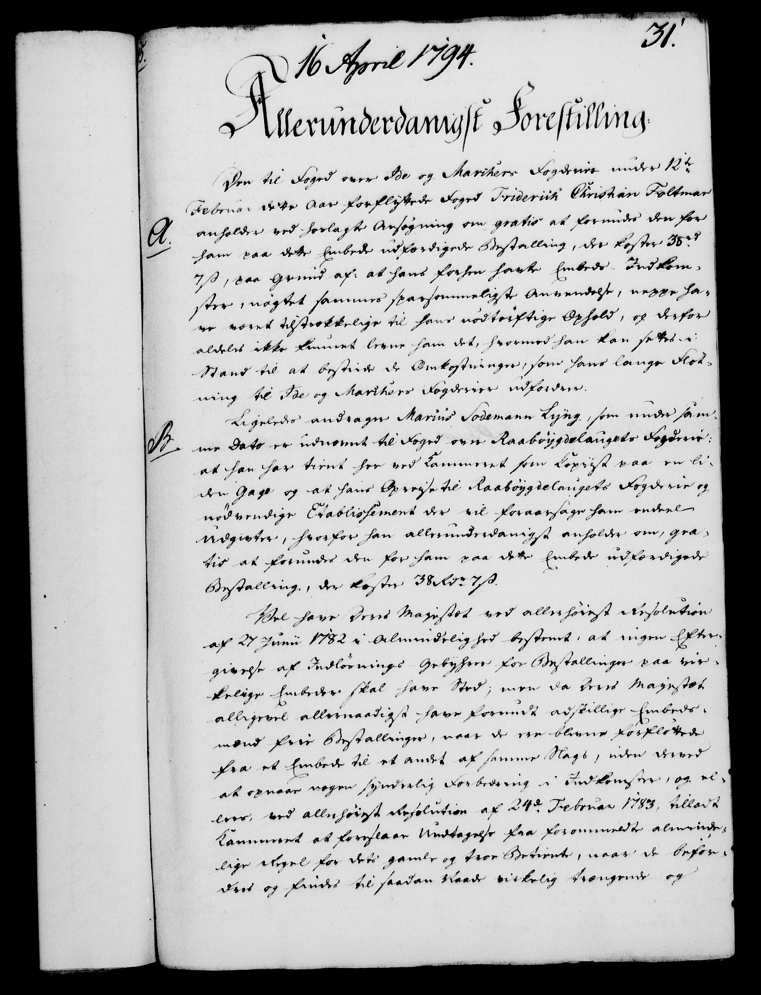 Rentekammeret, Kammerkanselliet, RA/EA-3111/G/Gf/Gfa/L0076: Norsk relasjons- og resolusjonsprotokoll (merket RK 52.76), 1794, p. 167
