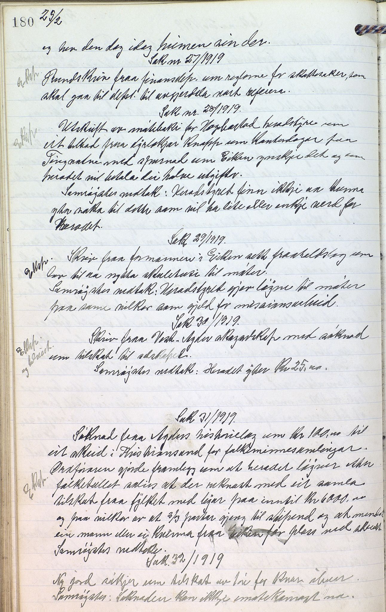 Eiken kommune - Formannskapet, ARKSOR/1034EI120/A/L0001: Møtebok, 1916-1925, p. 180