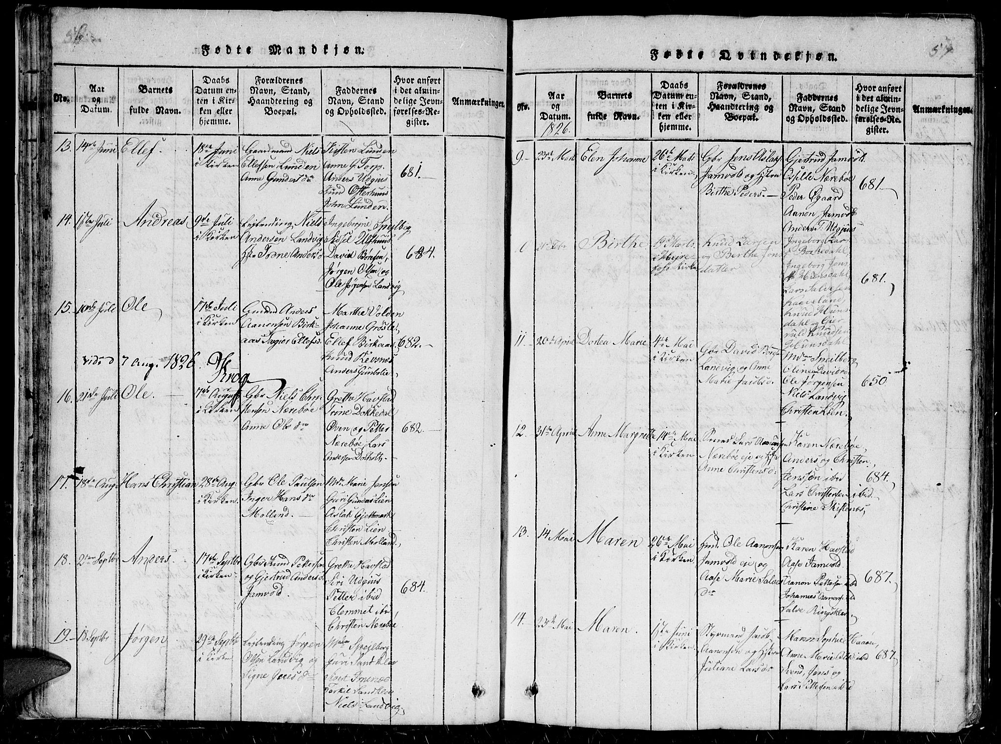 Hommedal sokneprestkontor, SAK/1111-0023/F/Fb/Fbb/L0003: Parish register (copy) no. B 3 /1, 1816-1850, p. 56-57