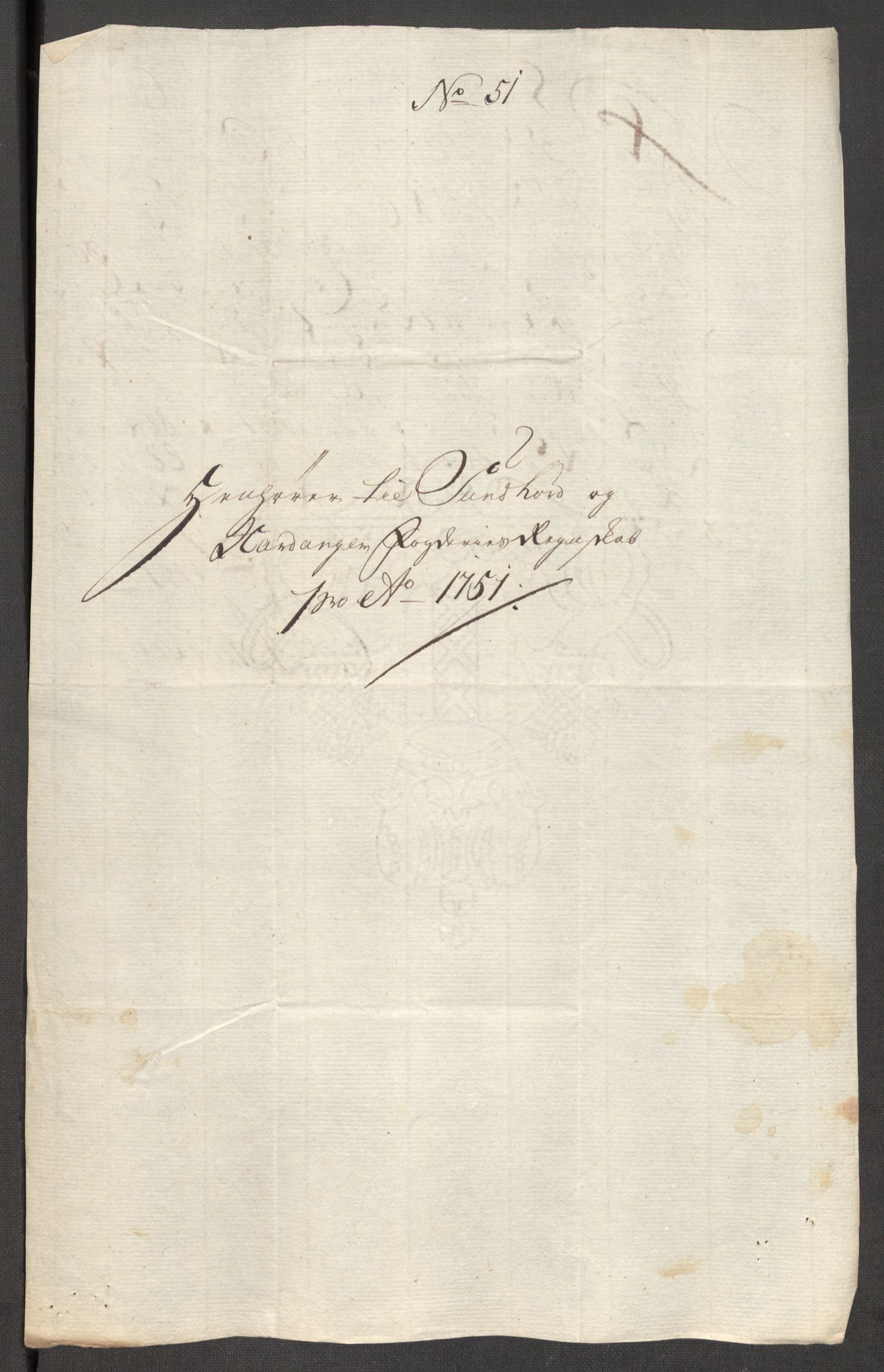 Rentekammeret inntil 1814, Reviderte regnskaper, Fogderegnskap, AV/RA-EA-4092/R48/L3056: Fogderegnskap Sunnhordland og Hardanger, 1751, p. 414