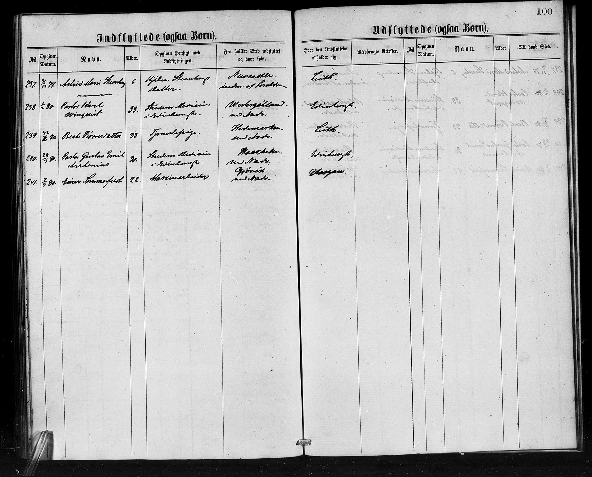 Den norske sjømannsmisjon i utlandet/Skotske havner (Leith, Glasgow), SAB/SAB/PA-0100/H/Ha/Haa/L0001: Parish register (official) no. A 1, 1865-1880, p. 100