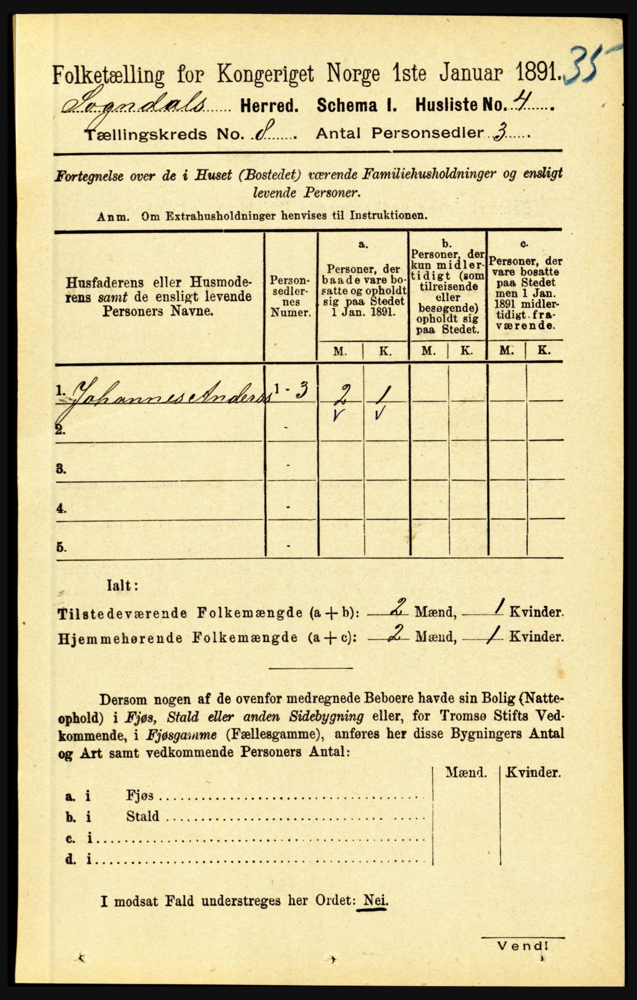 RA, 1891 census for 1420 Sogndal, 1891, p. 3247