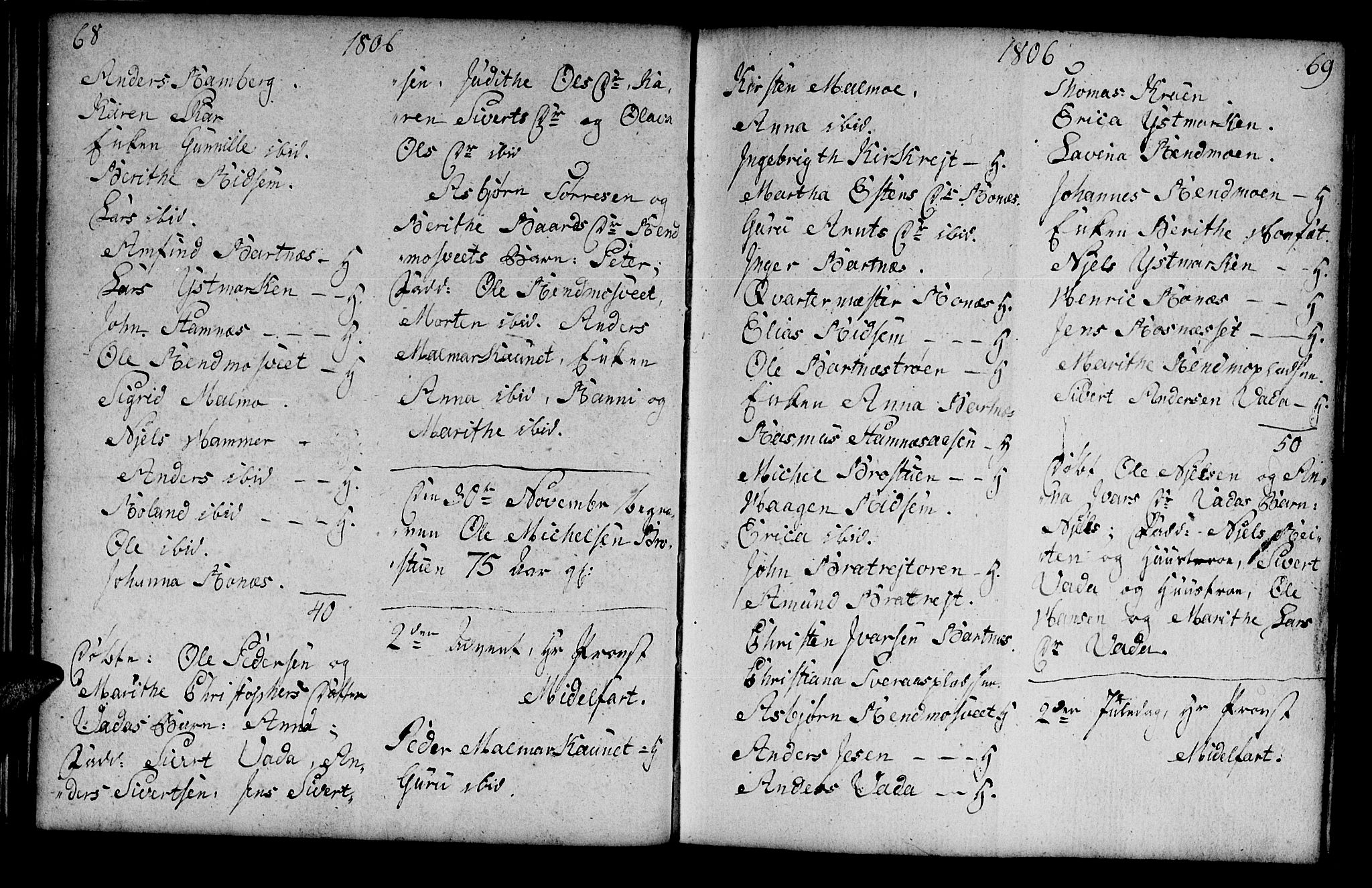 Ministerialprotokoller, klokkerbøker og fødselsregistre - Nord-Trøndelag, SAT/A-1458/745/L0432: Parish register (copy) no. 745C01, 1802-1814, p. 68-69
