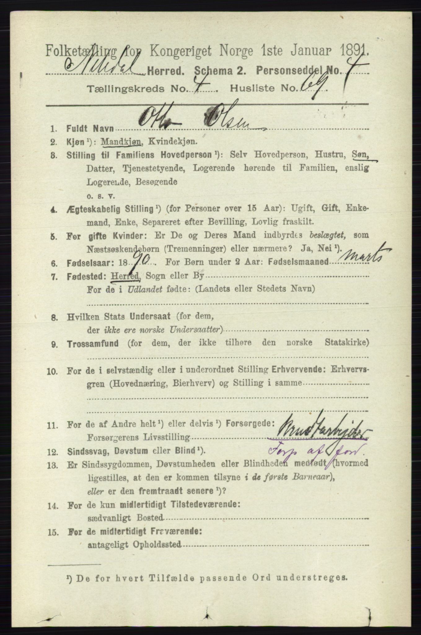 RA, 1891 census for 0233 Nittedal, 1891, p. 2074