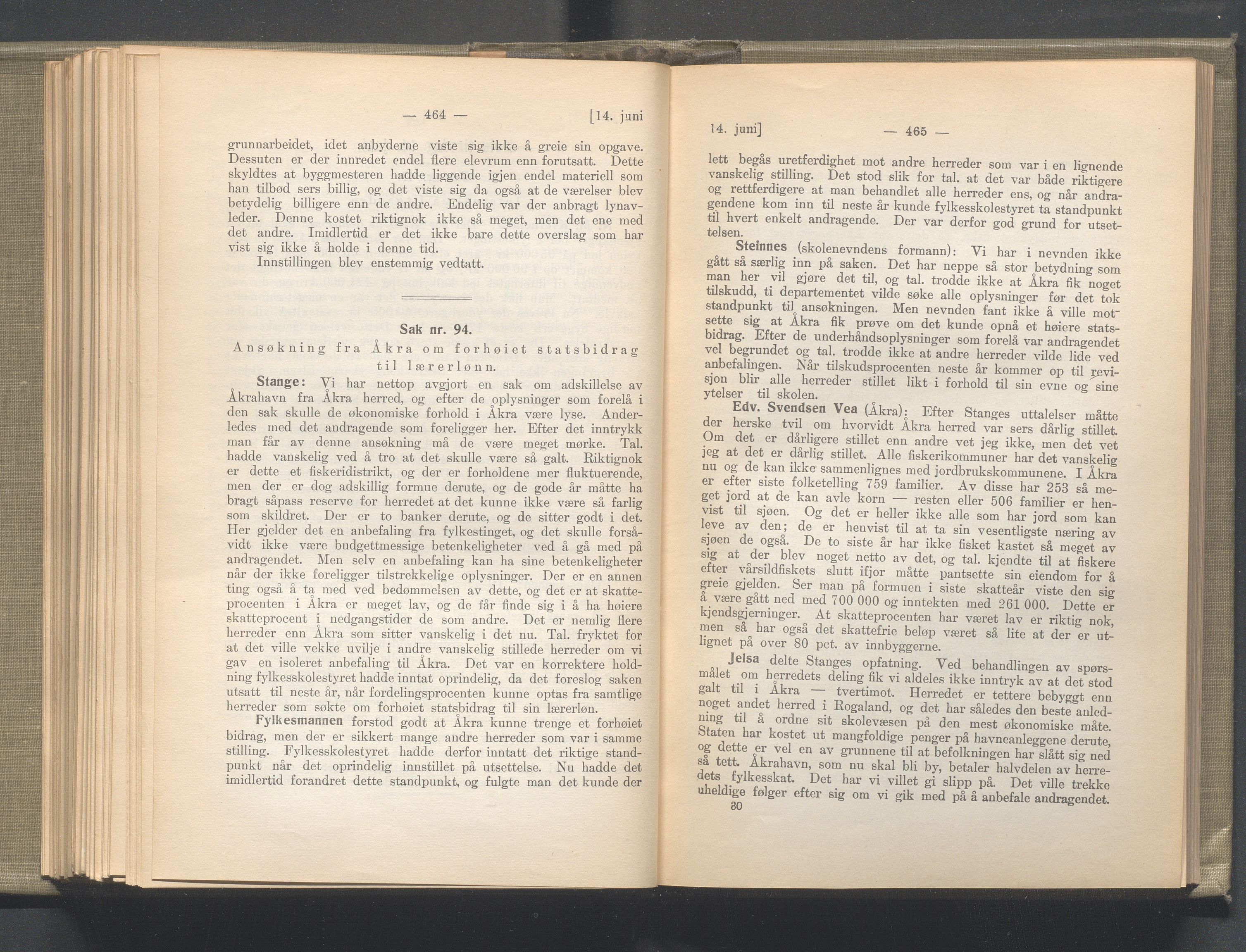 Rogaland fylkeskommune - Fylkesrådmannen , IKAR/A-900/A/Aa/Aaa/L0040: Møtebok , 1921, p. 464-465