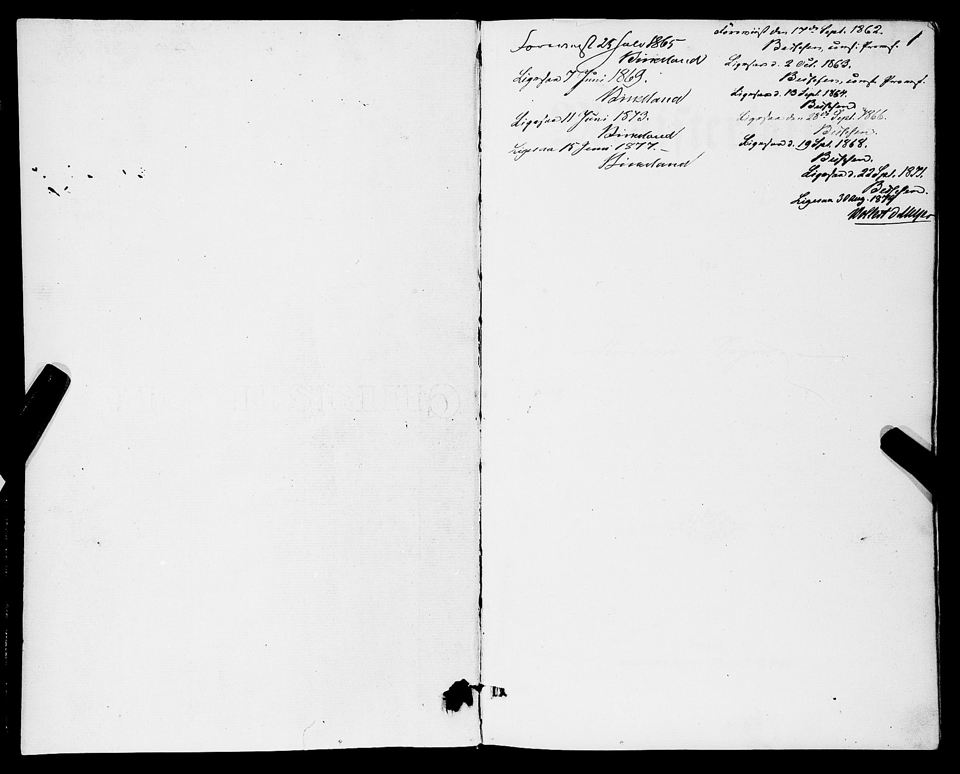 Stord sokneprestembete, SAB/A-78201/H/Haa: Parish register (official) no. B 1, 1862-1877, p. 1
