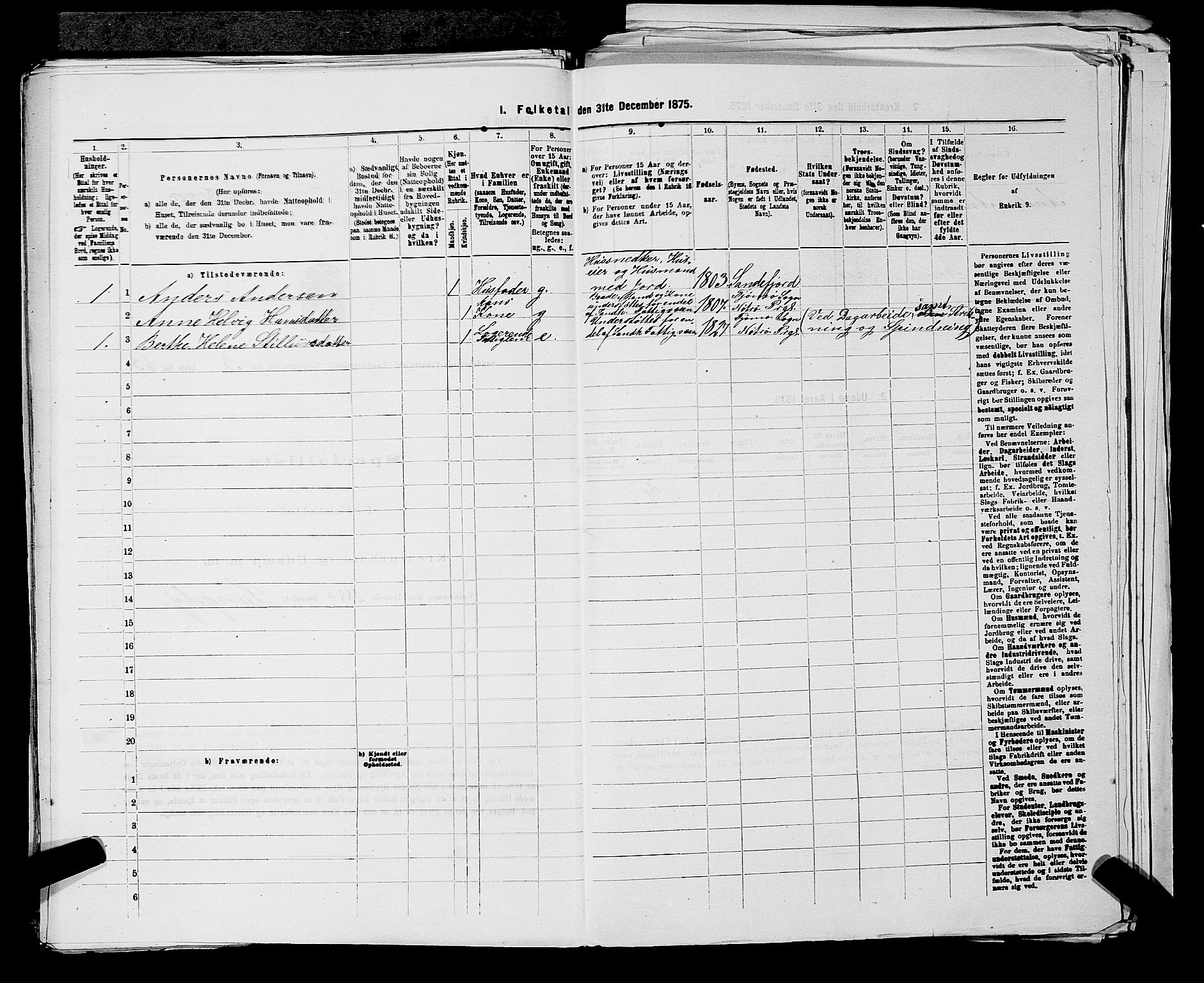SAKO, 1875 census for 0724L Sandeherred/Sandeherred, 1875, p. 823