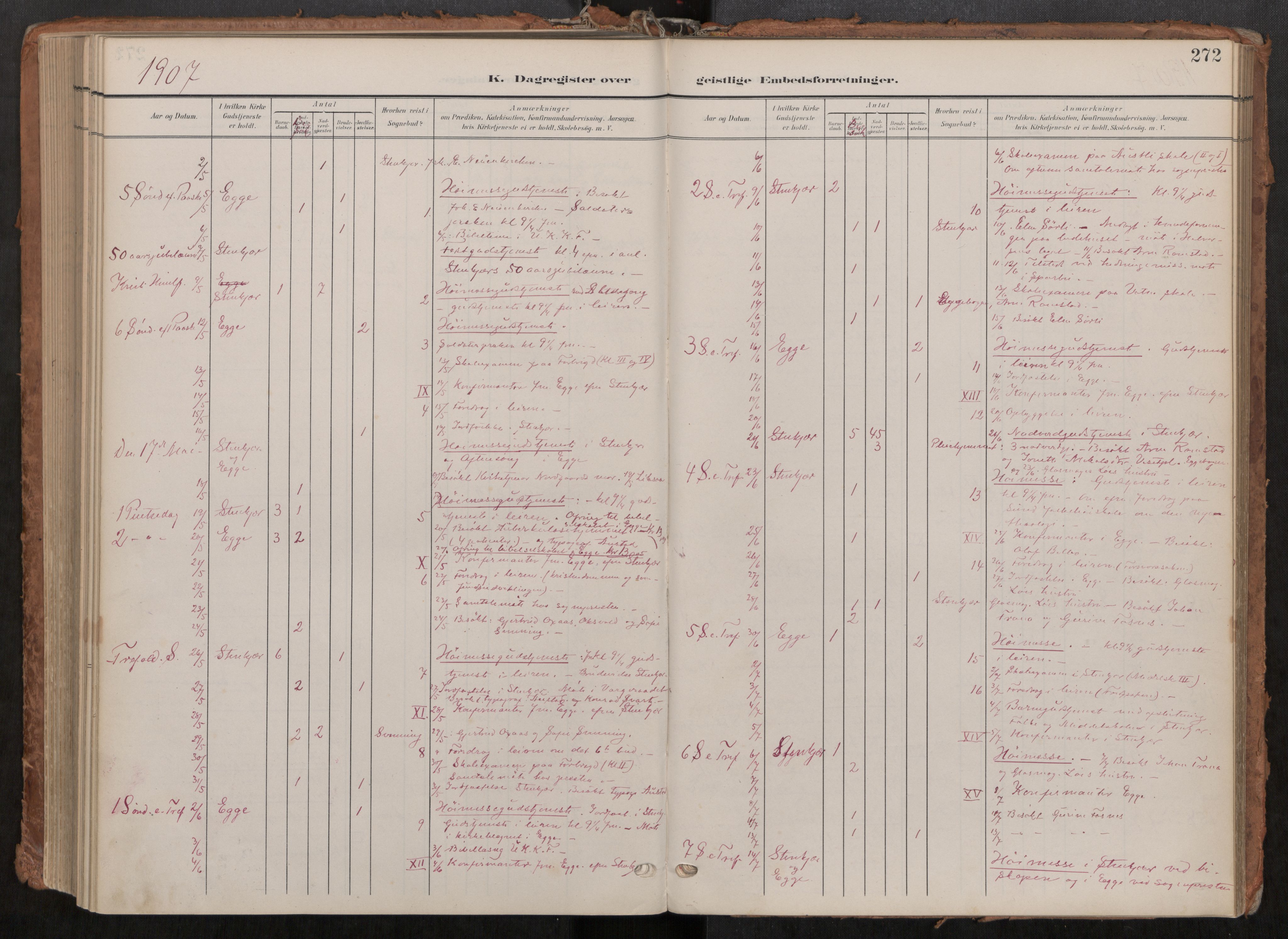 Steinkjer sokneprestkontor, AV/SAT-A-1541/01/H/Ha/Haa/L0001: Parish register (official) no. 1, 1904-1912, p. 272