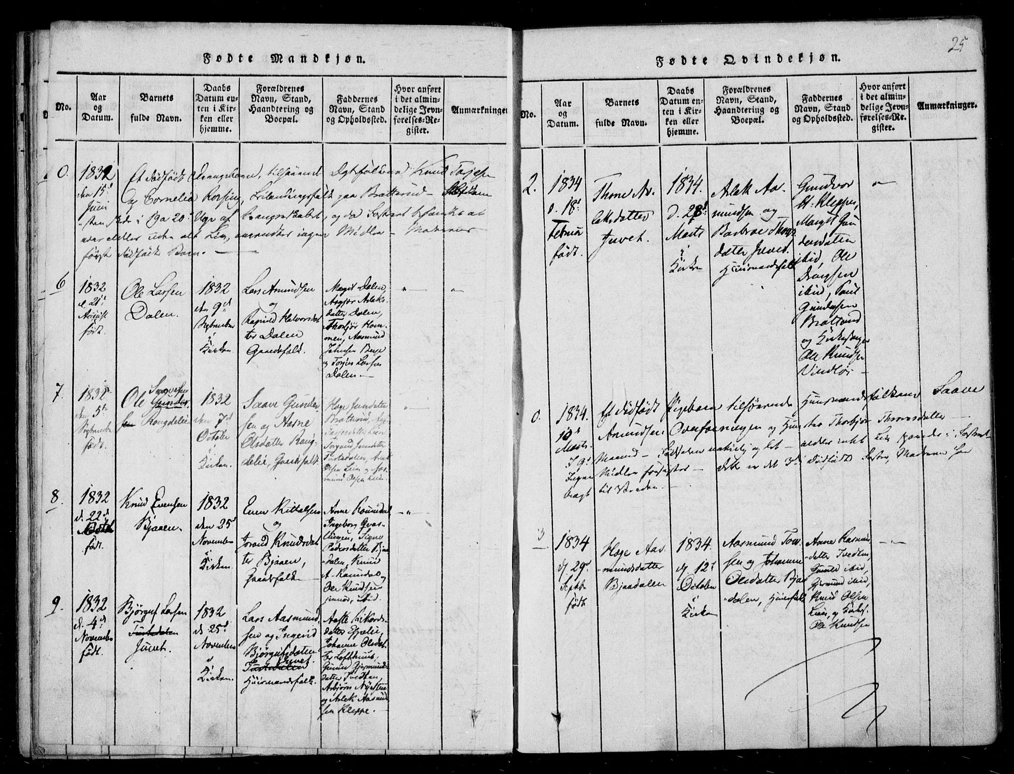Lårdal kirkebøker, SAKO/A-284/F/Fb/L0001: Parish register (official) no. II 1, 1815-1860, p. 25