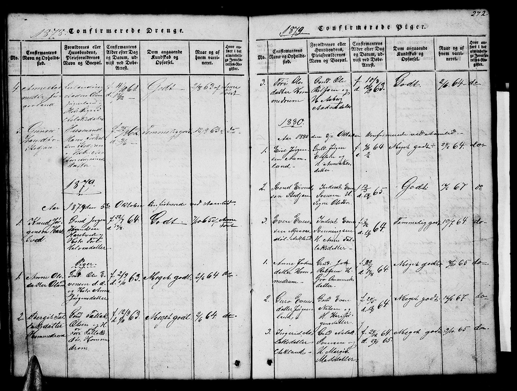 Åmli sokneprestkontor, SAK/1111-0050/F/Fb/Fba/L0001: Parish register (copy) no. B 1, 1816-1890, p. 272