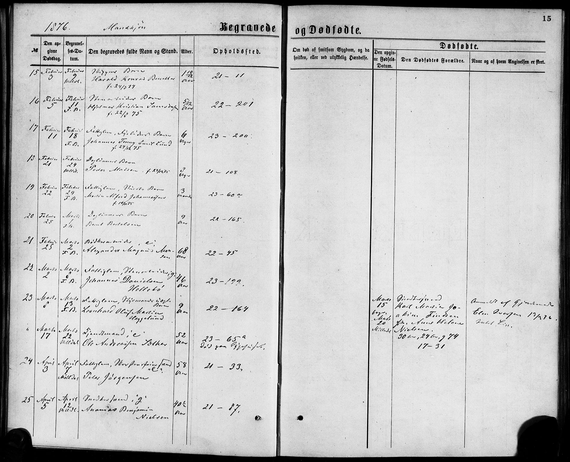 Korskirken sokneprestembete, SAB/A-76101/H/Haa/L0046: Parish register (official) no. E 4, 1875-1883, p. 15