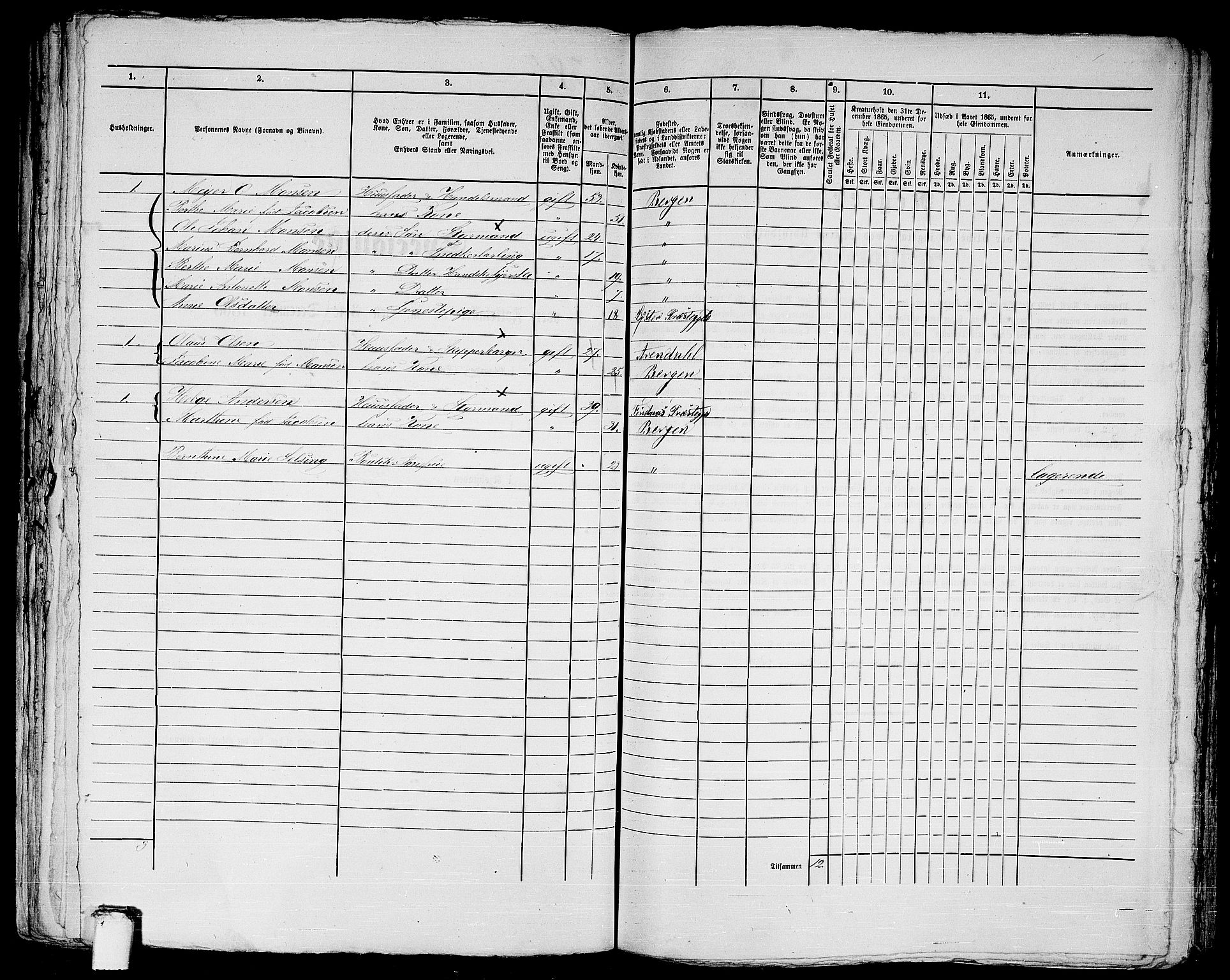 RA, 1865 census for Bergen, 1865, p. 820