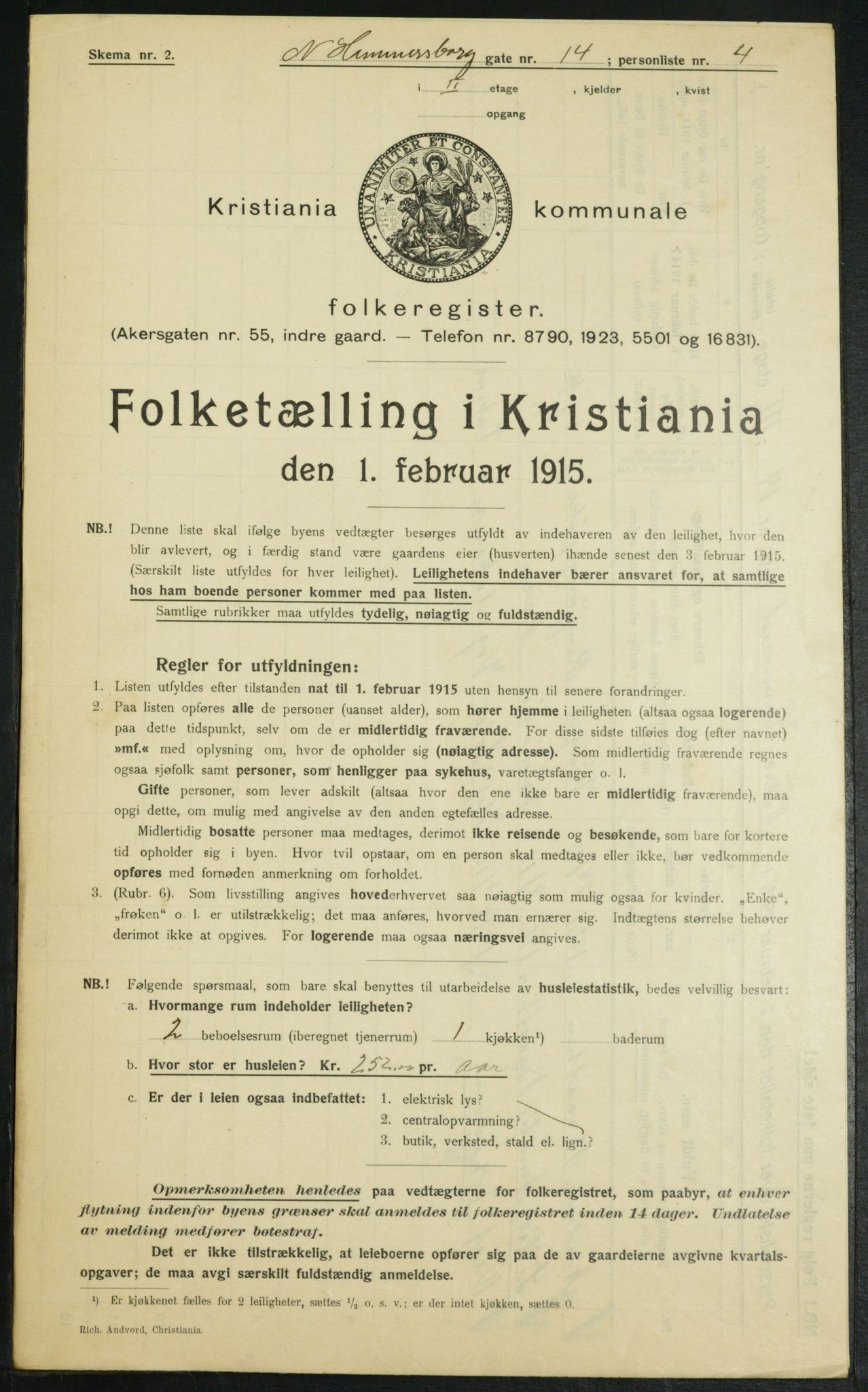 OBA, Municipal Census 1915 for Kristiania, 1915, p. 68873