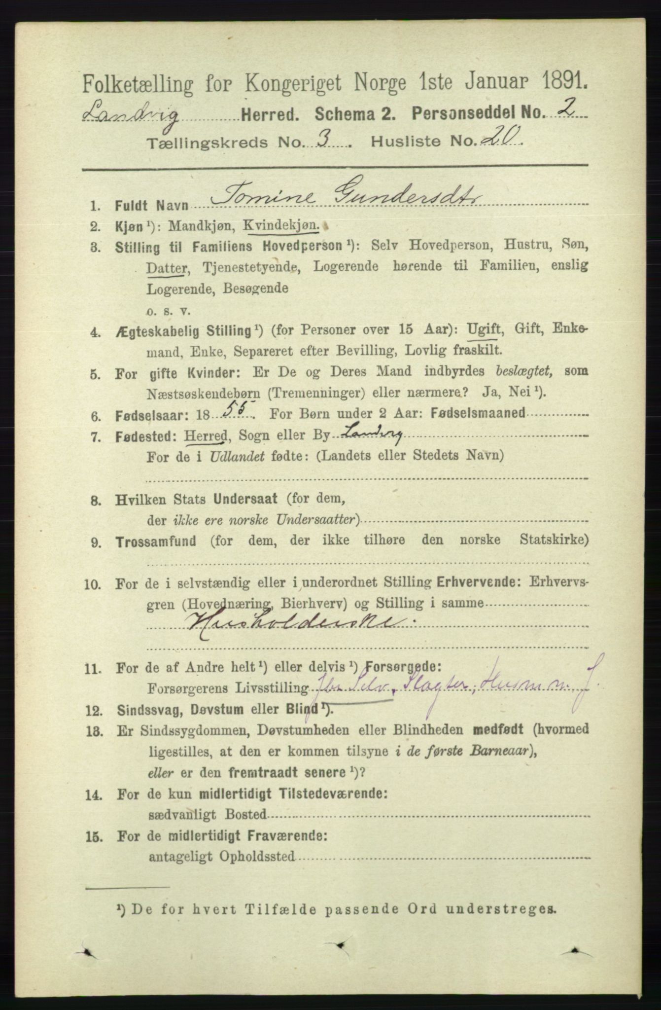 RA, 1891 census for 0924 Landvik, 1891, p. 1093