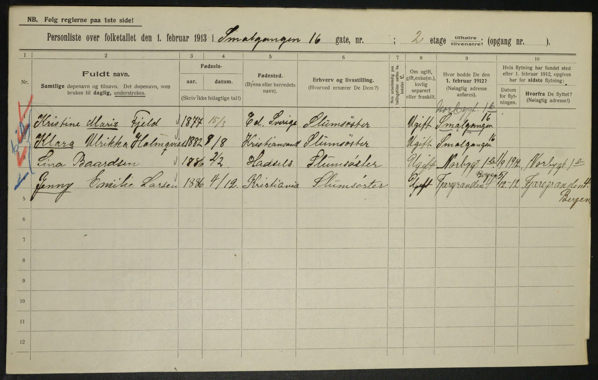 OBA, Municipal Census 1913 for Kristiania, 1913, p. 97095