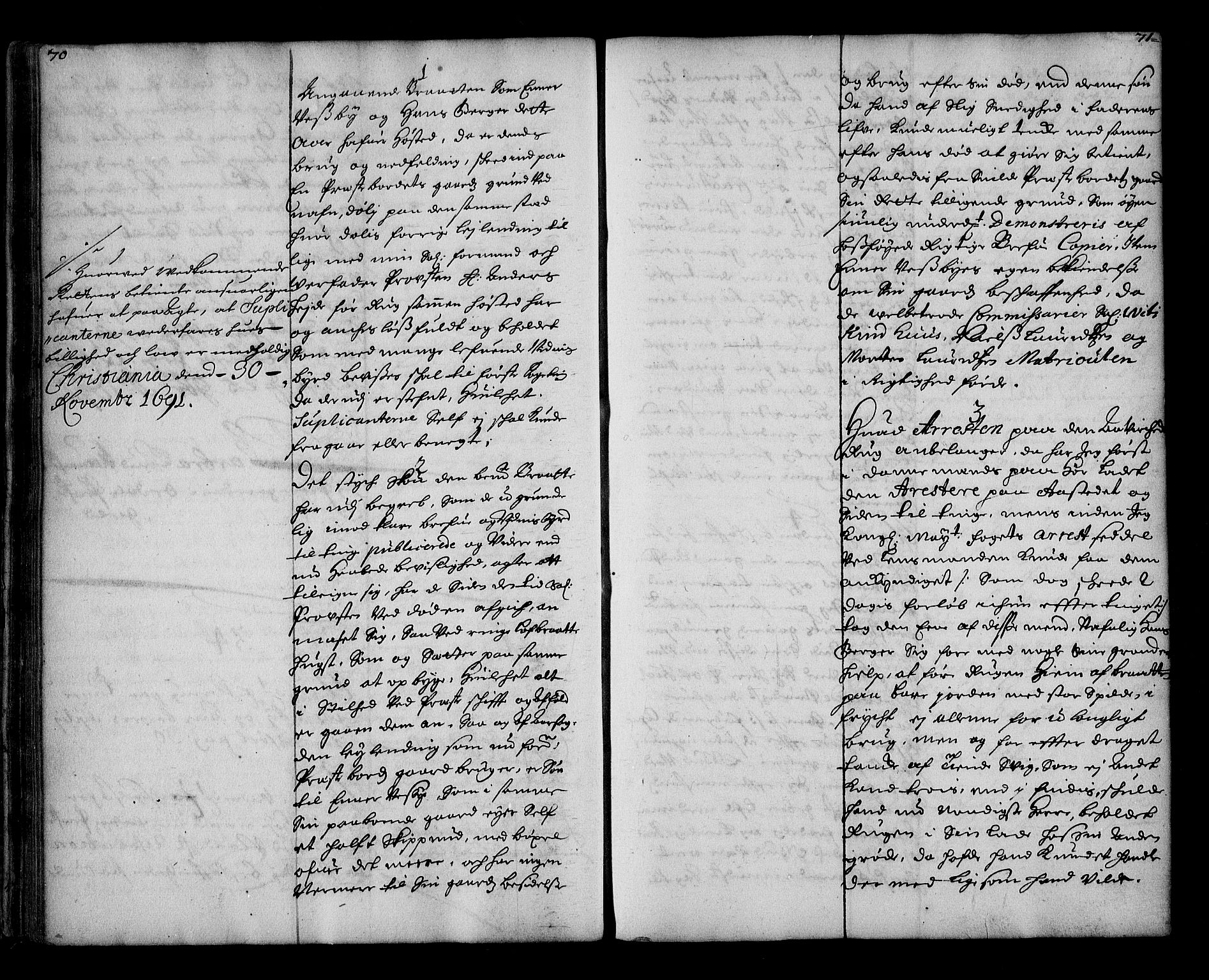Stattholderembetet 1572-1771, AV/RA-EA-2870/Ae/L0009: Supplikasjons- og resolusjonsprotokoll, 1691-1692, p. 70-71