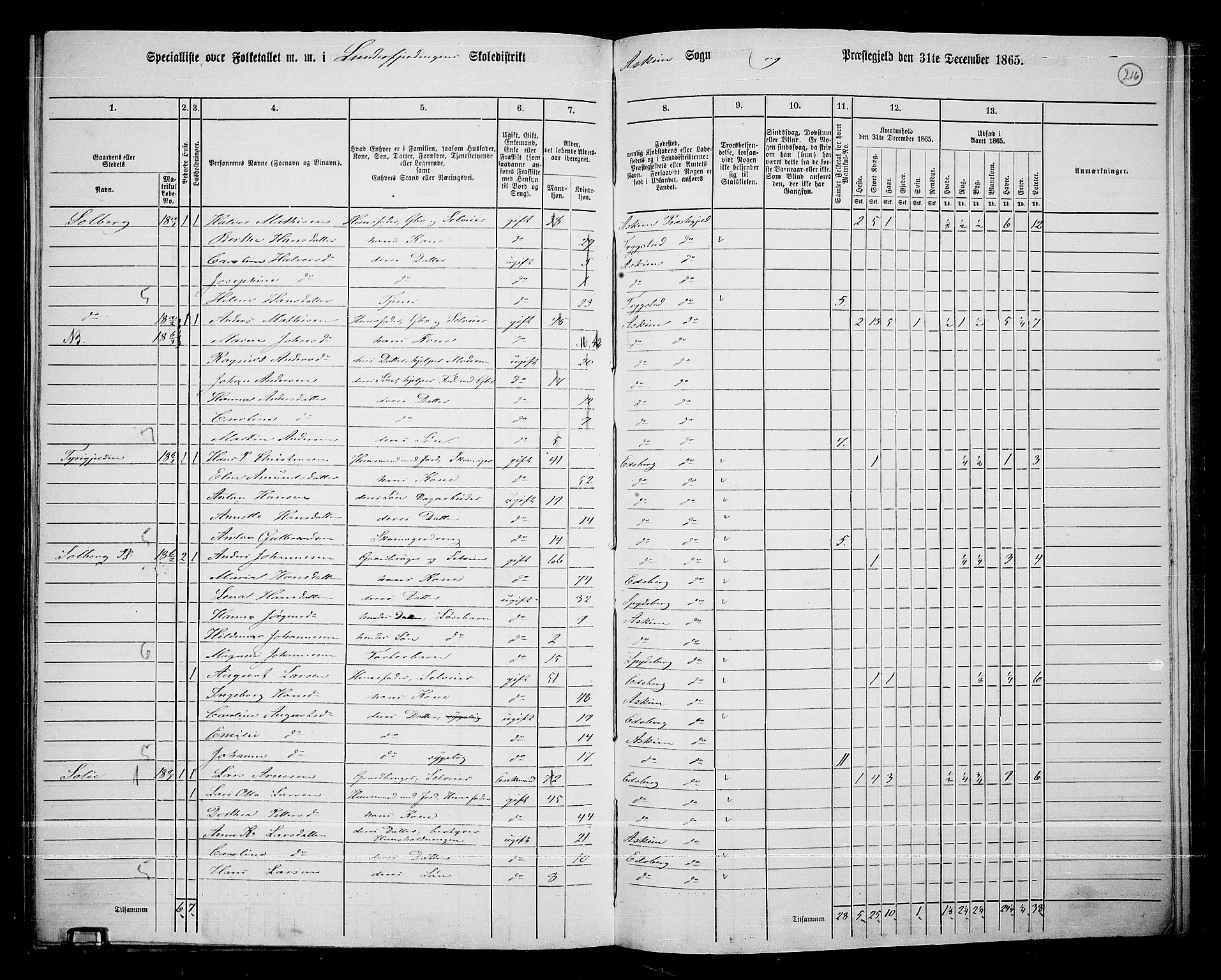 RA, 1865 census for Askim, 1865, p. 73