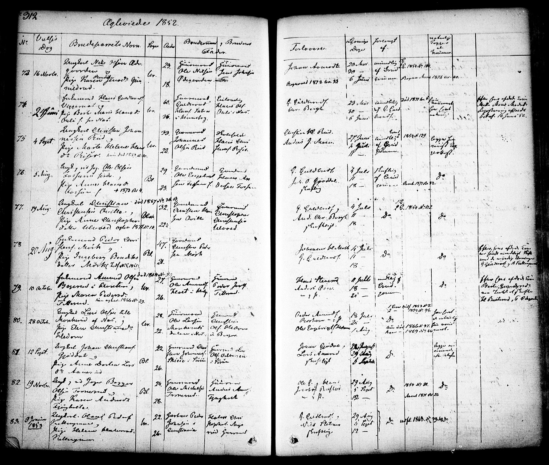 Aurskog prestekontor Kirkebøker, SAO/A-10304a/F/Fa/L0006: Parish register (official) no. I 6, 1829-1853, p. 312
