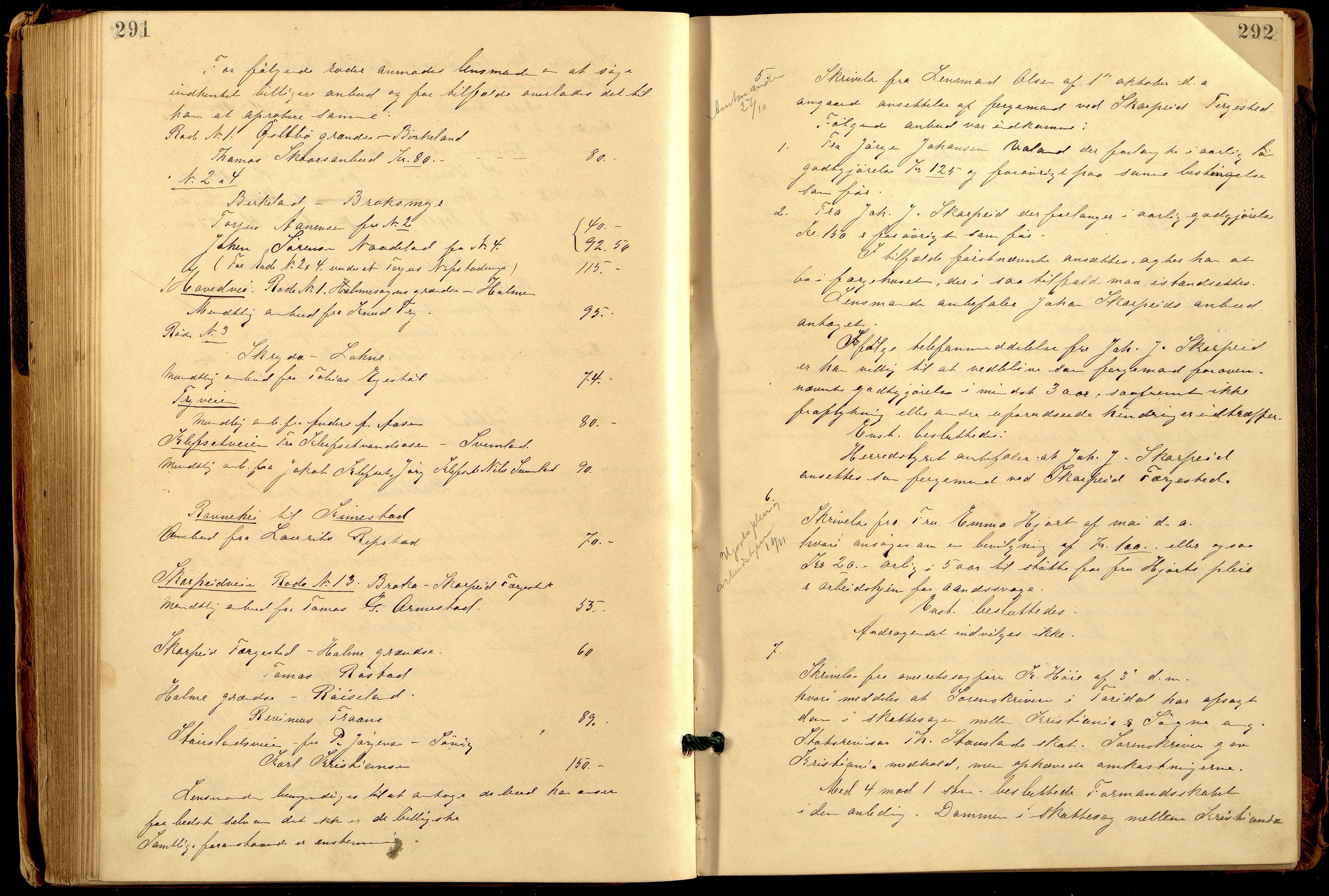 Søgne og Greipstad kommune - Formannskapet, ARKSOR/1018SG120/A/L0006: Møtebok (d), 1901-1909, p. 291-292