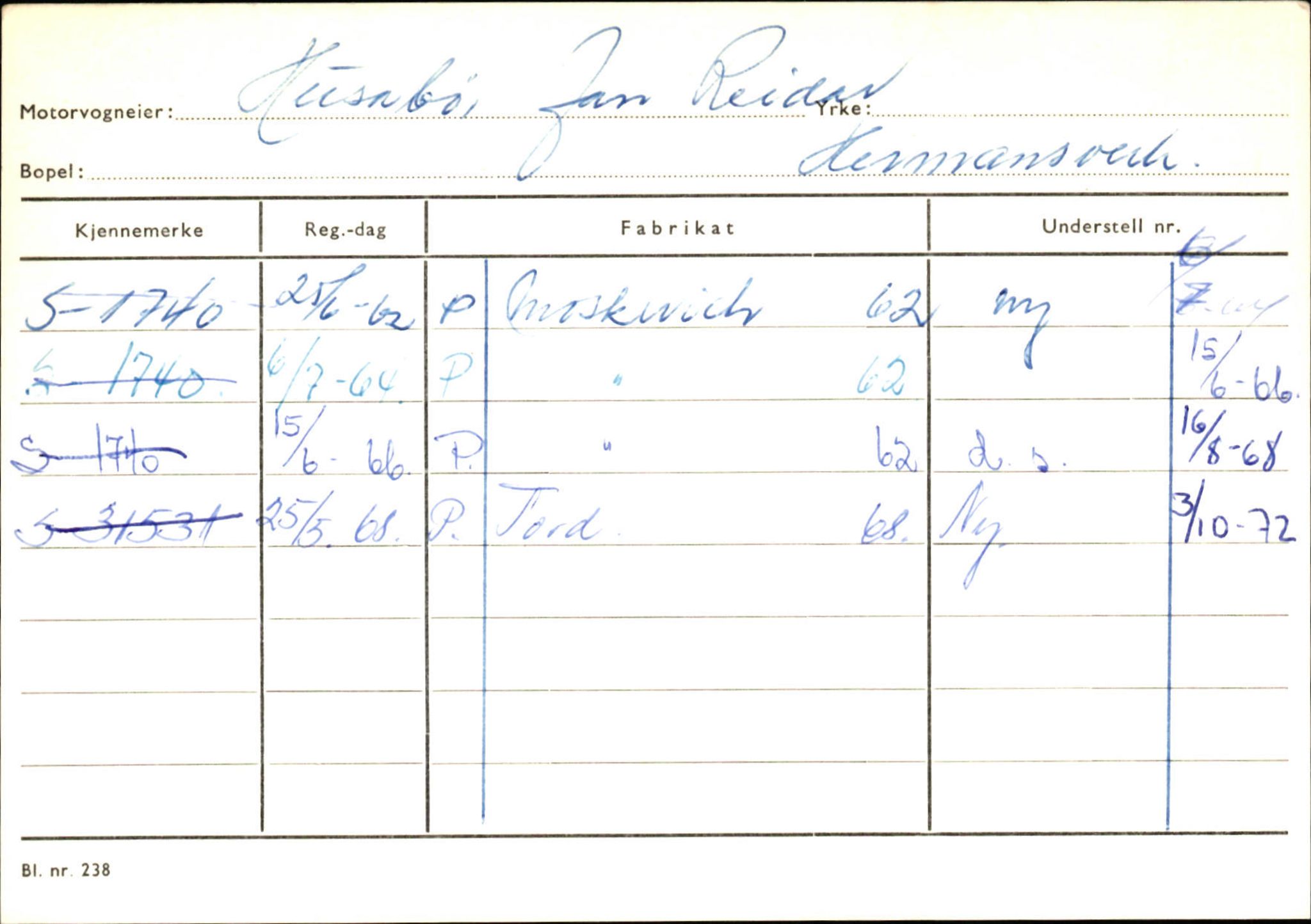 Statens vegvesen, Sogn og Fjordane vegkontor, AV/SAB-A-5301/4/F/L0126: Eigarregister Fjaler M-Å. Leikanger A-Å, 1945-1975, p. 1511