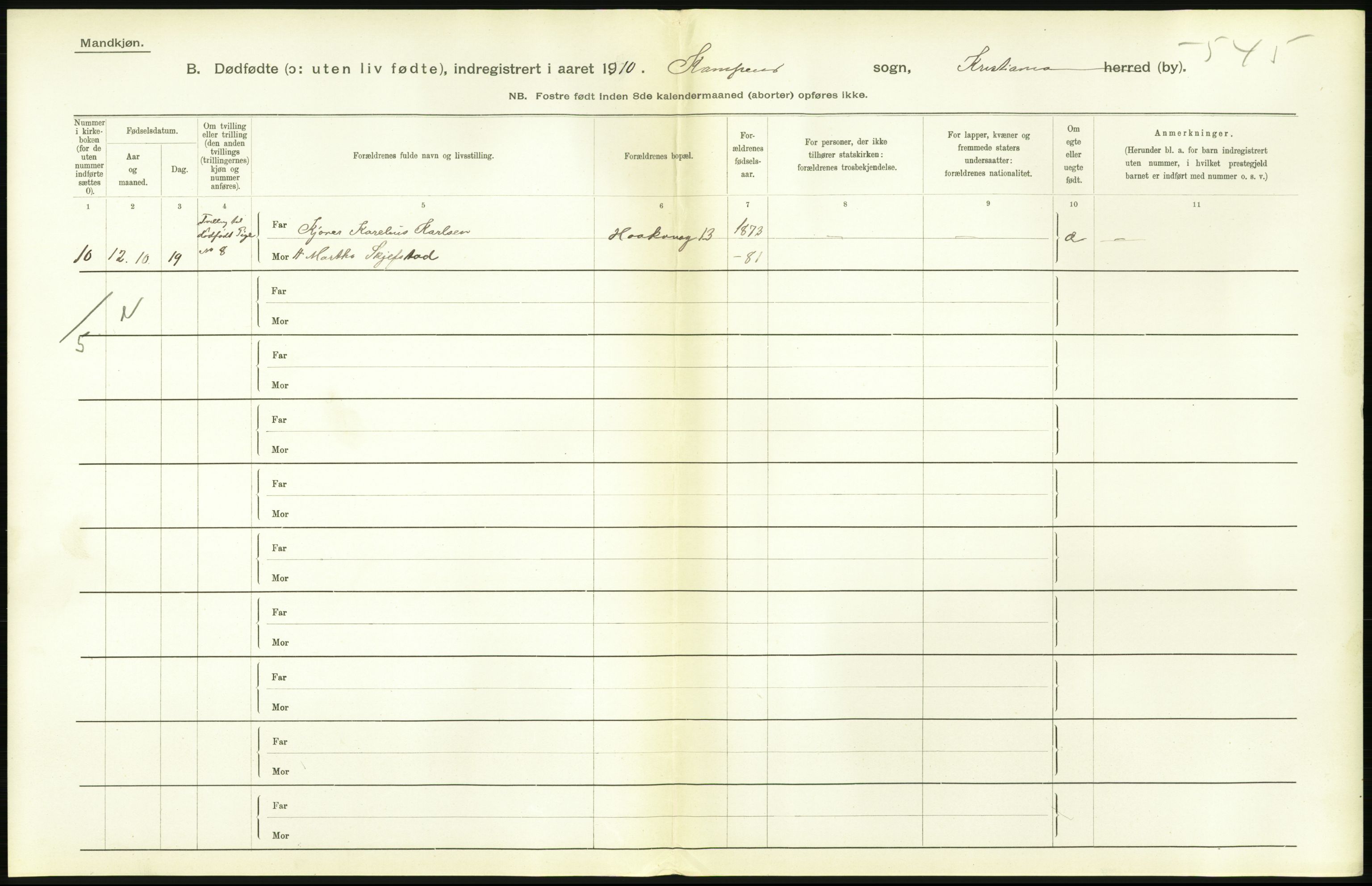 Statistisk sentralbyrå, Sosiodemografiske emner, Befolkning, RA/S-2228/D/Df/Dfa/Dfah/L0009: Kristiania: Gifte og dødfødte., 1910, p. 790