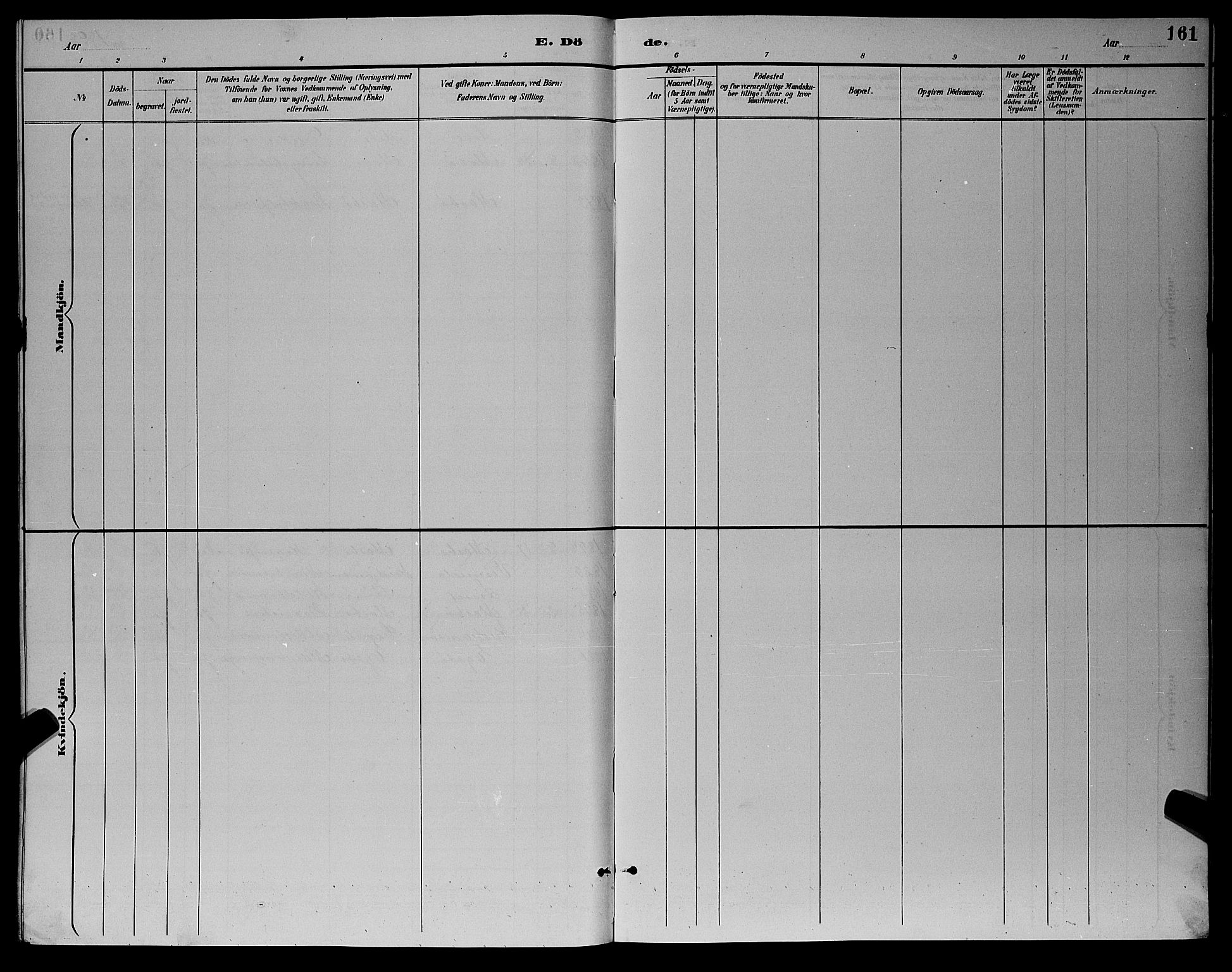 Oddernes sokneprestkontor, AV/SAK-1111-0033/F/Fb/Fba/L0008: Parish register (copy) no. B 8, 1887-1898, p. 161