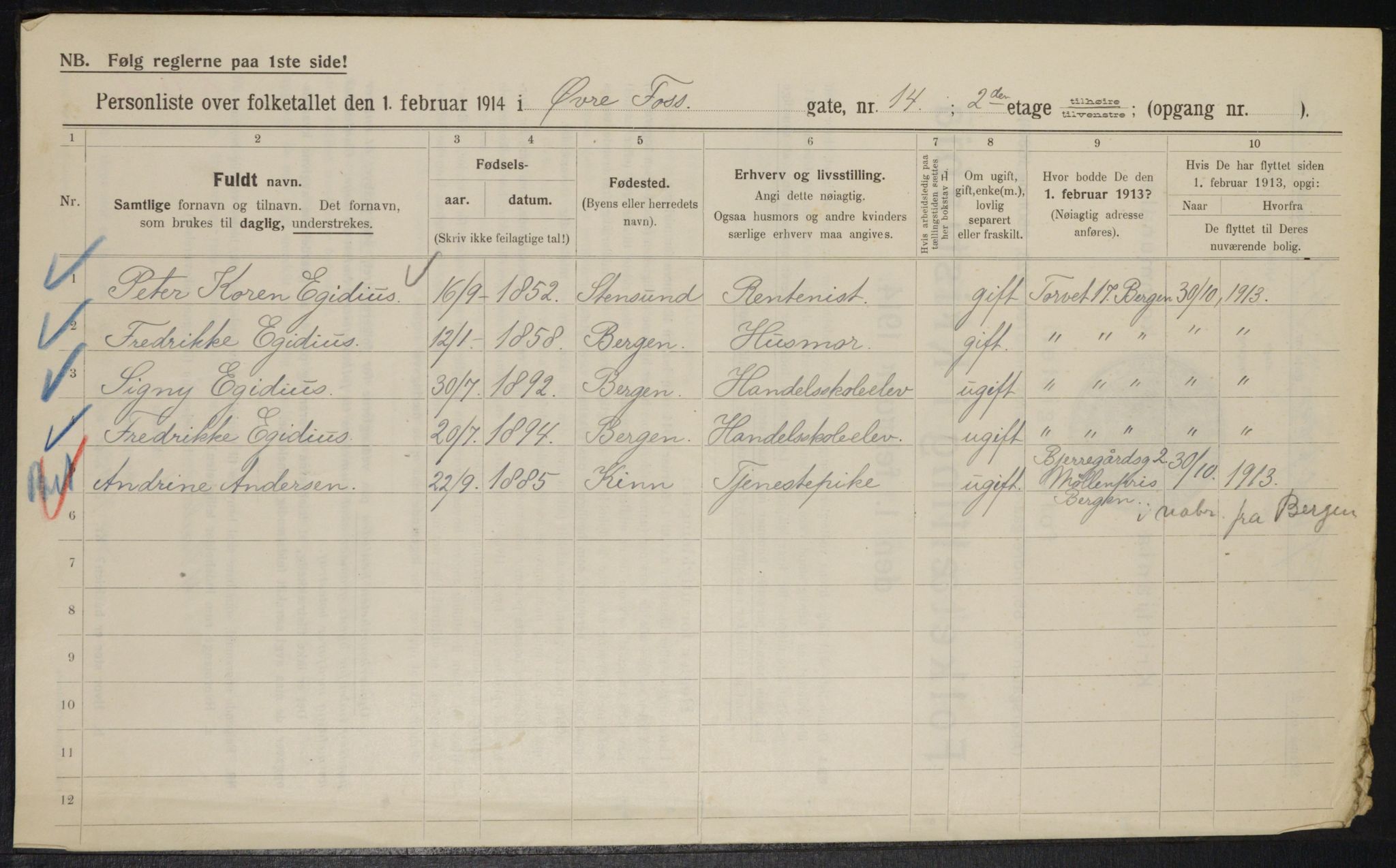 OBA, Municipal Census 1914 for Kristiania, 1914, p. 130787