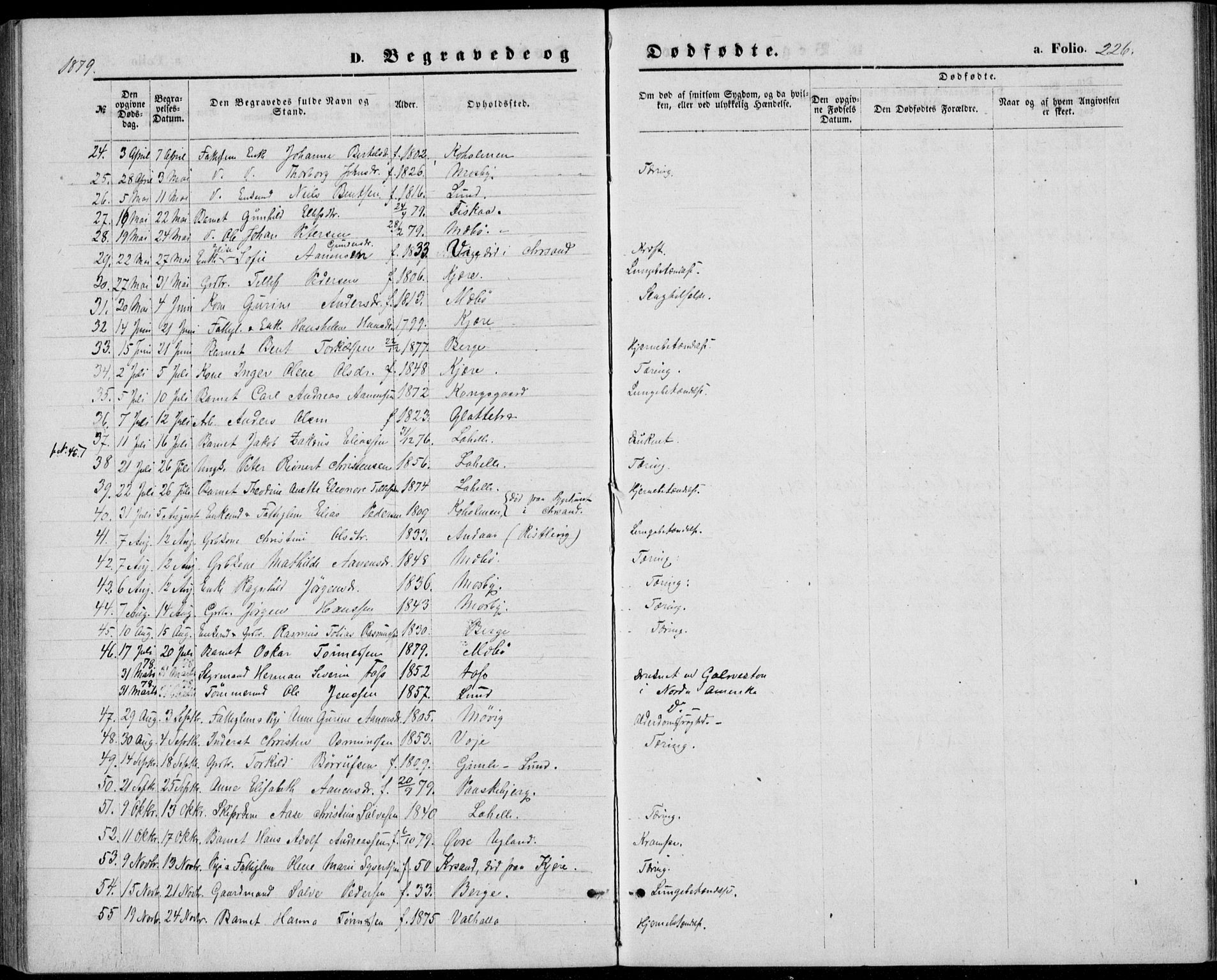 Oddernes sokneprestkontor, AV/SAK-1111-0033/F/Fb/Fba/L0007: Parish register (copy) no. B 7, 1869-1887, p. 226