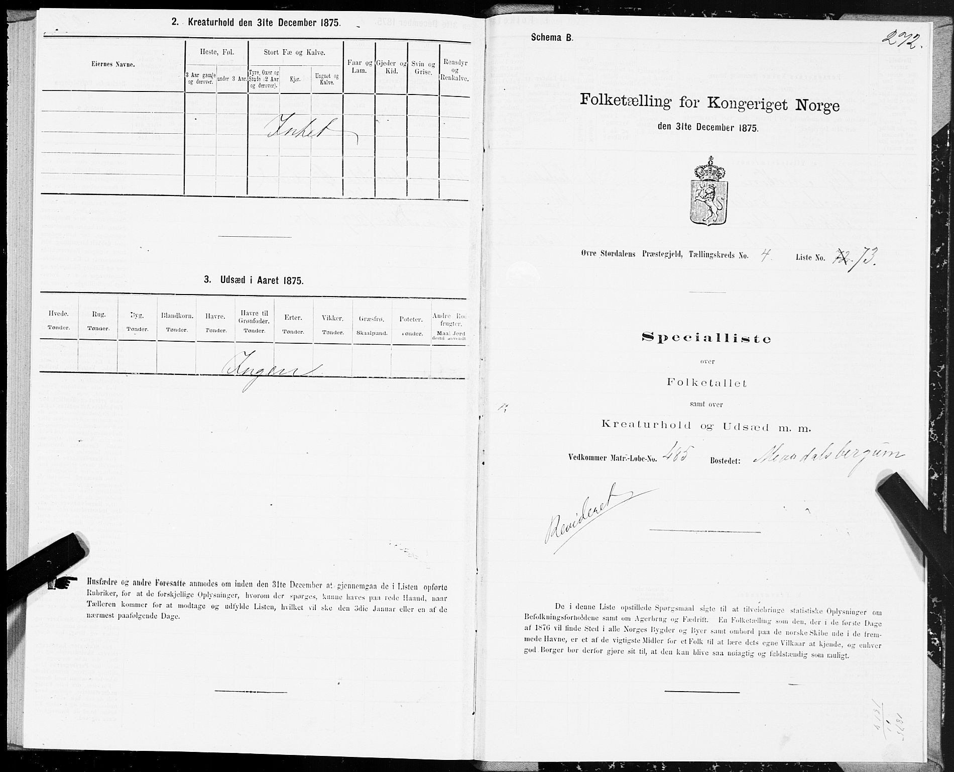 SAT, 1875 census for 1711P Øvre Stjørdal, 1875, p. 2272