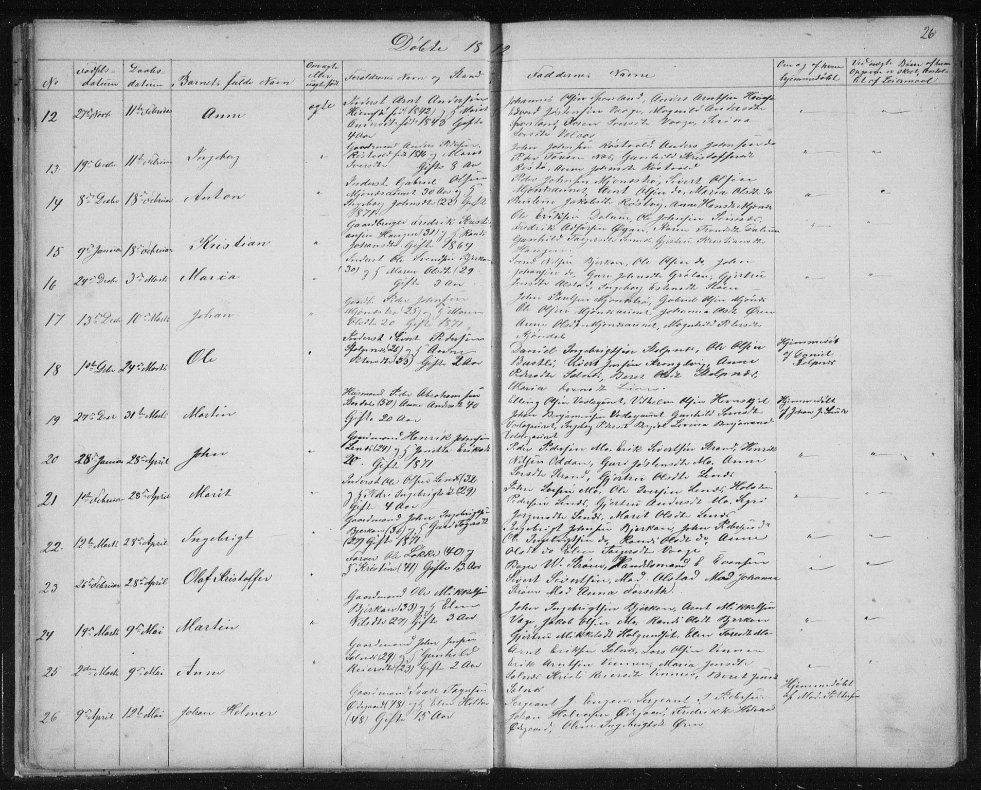 Ministerialprotokoller, klokkerbøker og fødselsregistre - Sør-Trøndelag, SAT/A-1456/630/L0503: Parish register (copy) no. 630C01, 1869-1878, p. 26