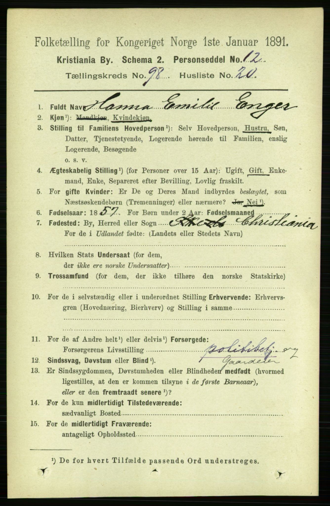 RA, 1891 census for 0301 Kristiania, 1891, p. 48340