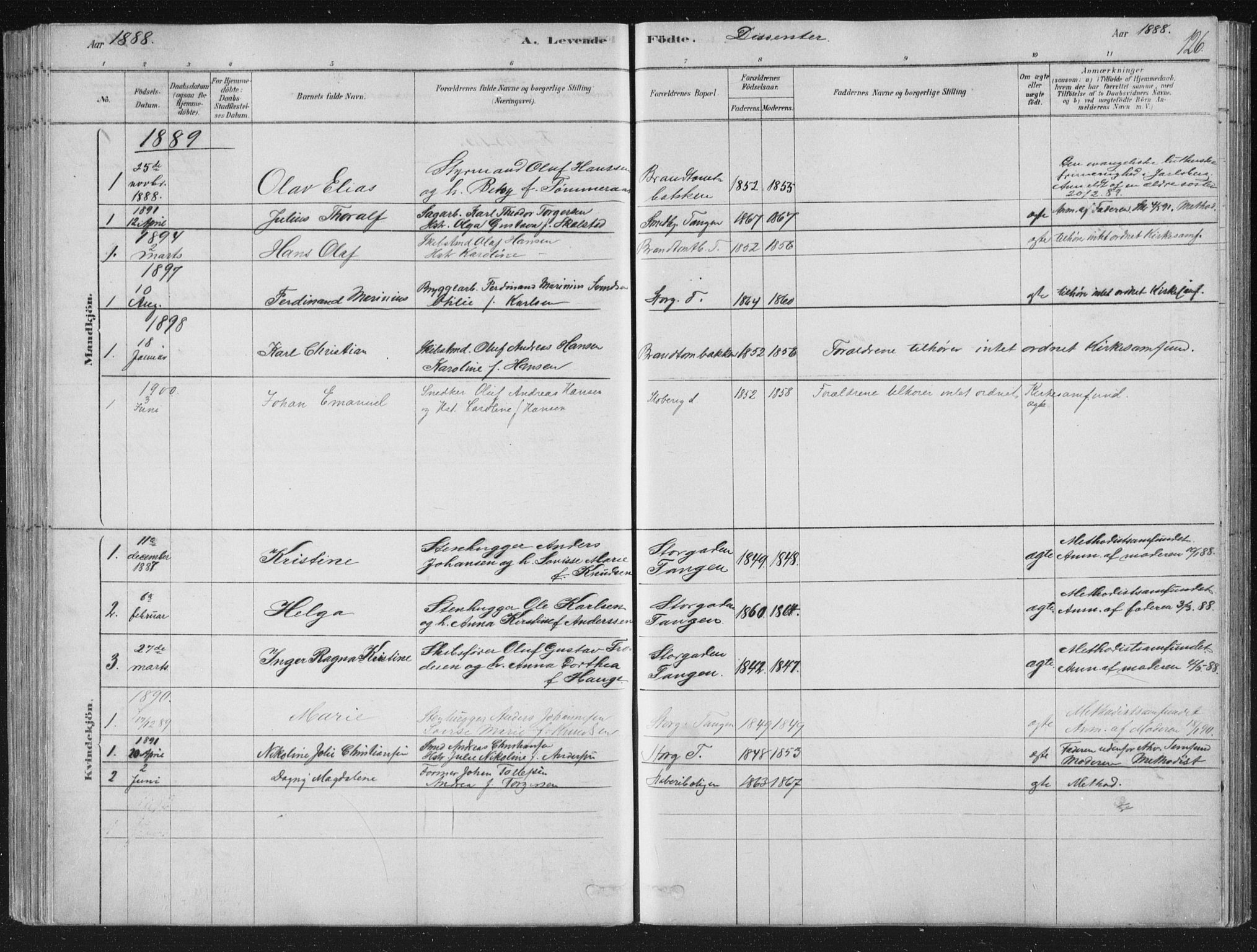 Strømsø kirkebøker, SAKO/A-246/F/Fb/L0005: Parish register (official) no. II 5, 1877-1902, p. 126