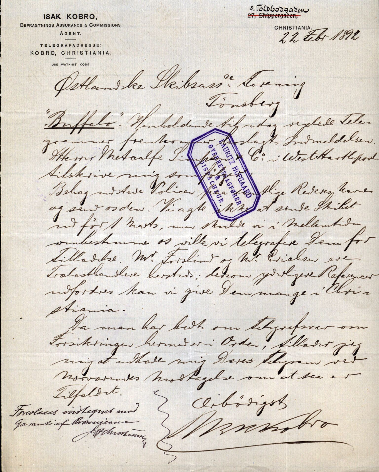 Pa 63 - Østlandske skibsassuranceforening, VEMU/A-1079/G/Ga/L0029/0009: Havaridokumenter / Anette, Agathe, Agra, Buffalo, 1893, p. 76