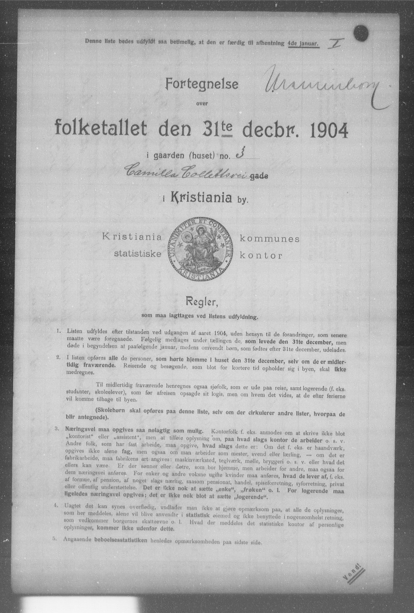 OBA, Municipal Census 1904 for Kristiania, 1904, p. 2448