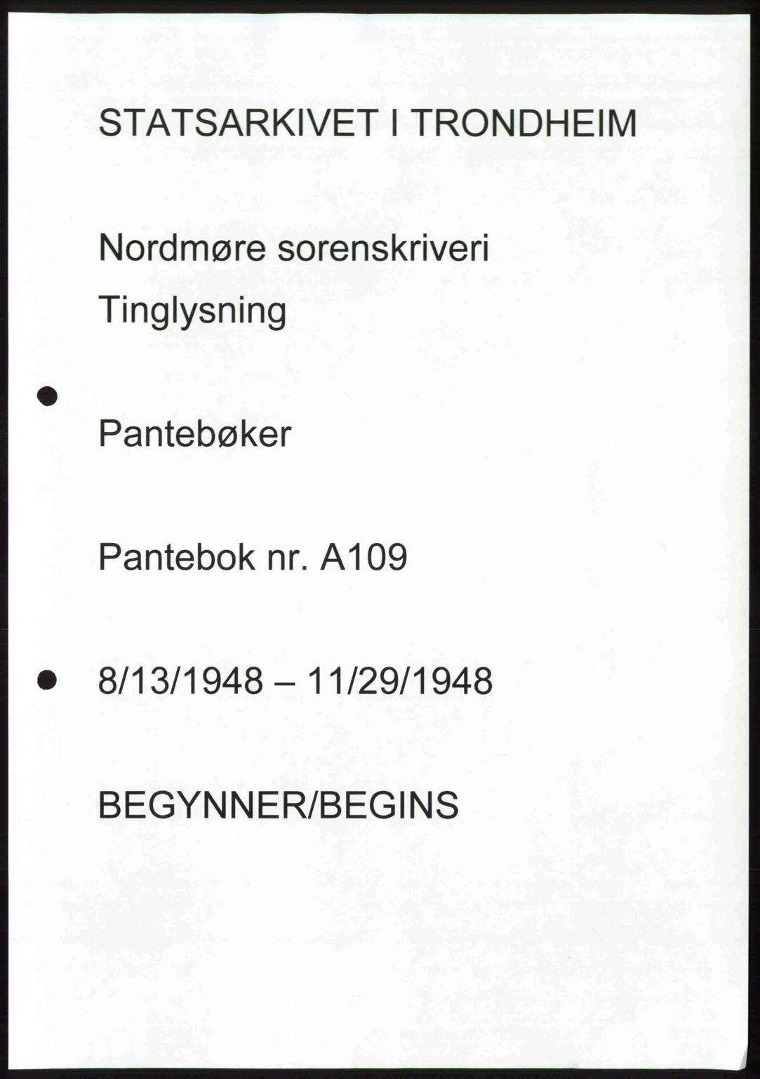 Nordmøre sorenskriveri, AV/SAT-A-4132/1/2/2Ca: Mortgage book no. A109, 1948-1948