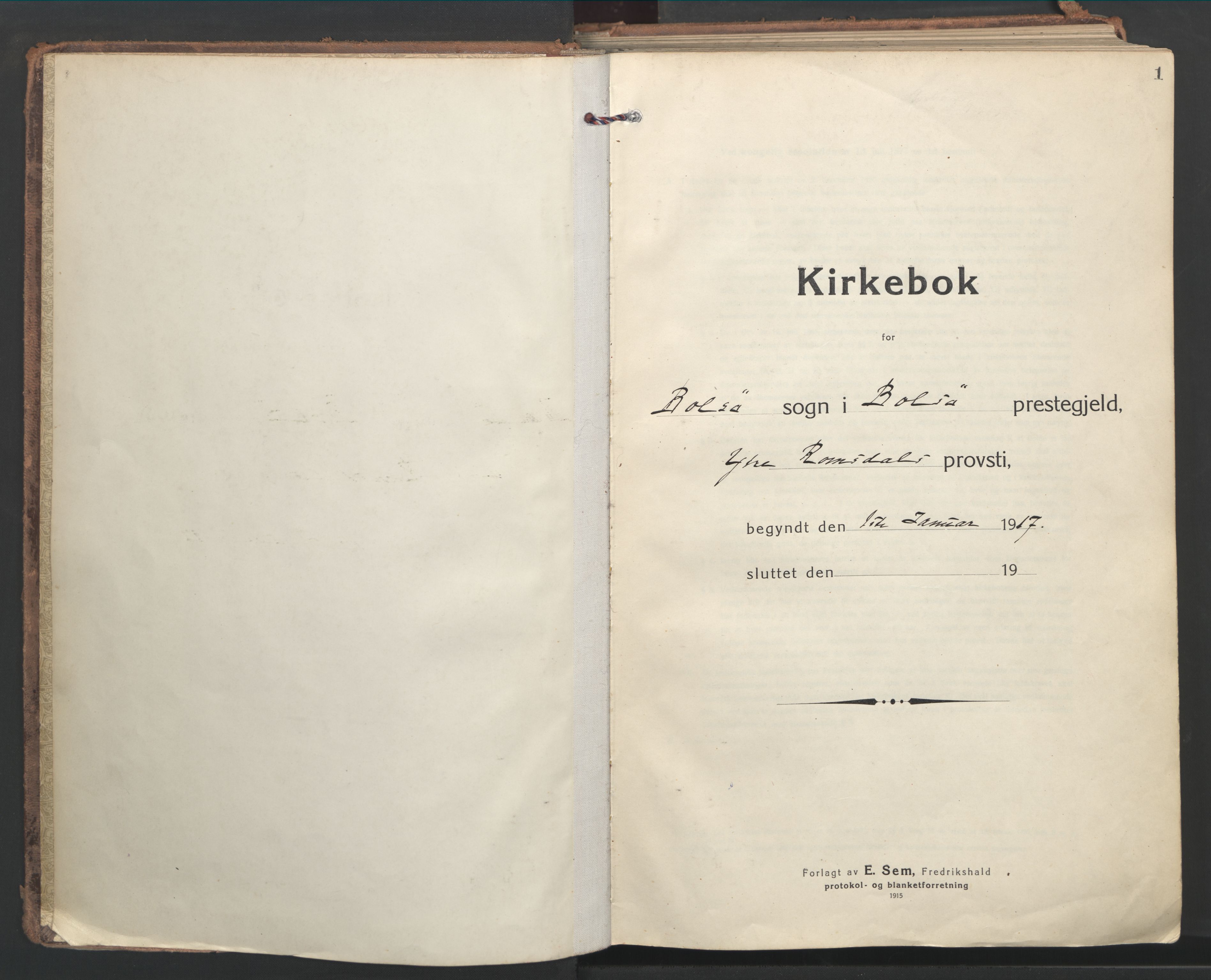 Ministerialprotokoller, klokkerbøker og fødselsregistre - Møre og Romsdal, SAT/A-1454/555/L0659: Parish register (official) no. 555A10, 1917-1971, p. 1