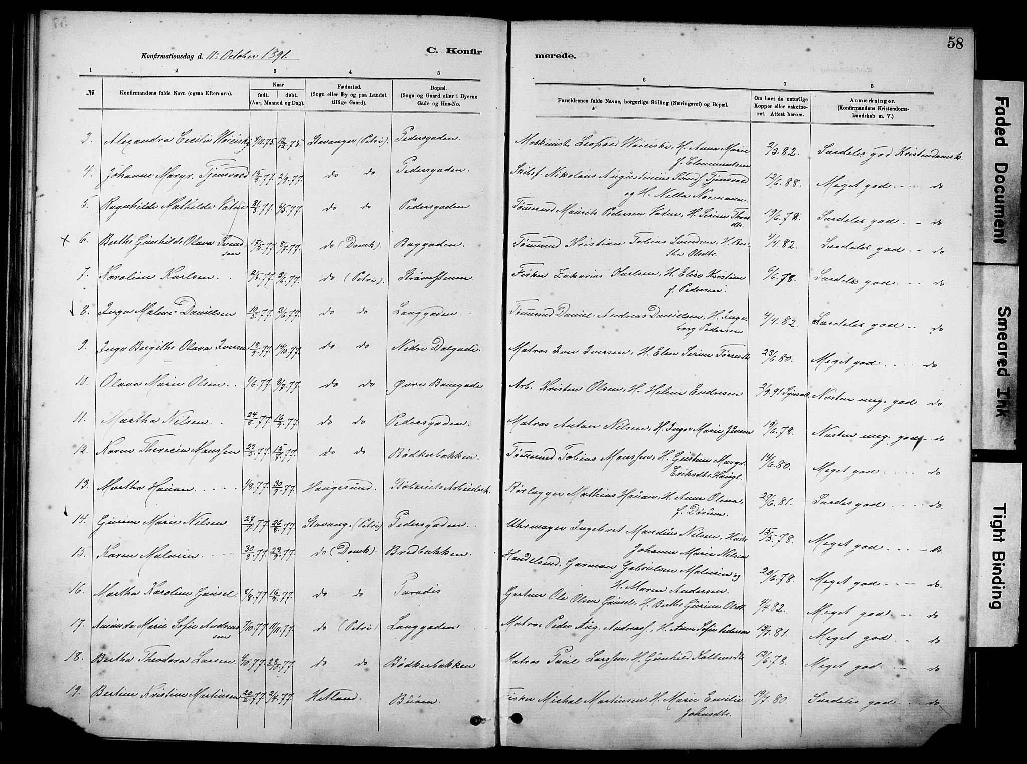 St. Johannes sokneprestkontor, SAST/A-101814/001/30/30BA/L0002: Parish register (official) no. A 2, 1885-1899, p. 58
