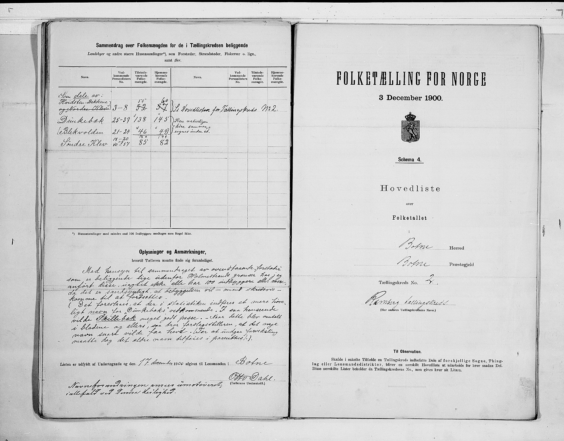 RA, 1900 census for Botne, 1900, p. 6