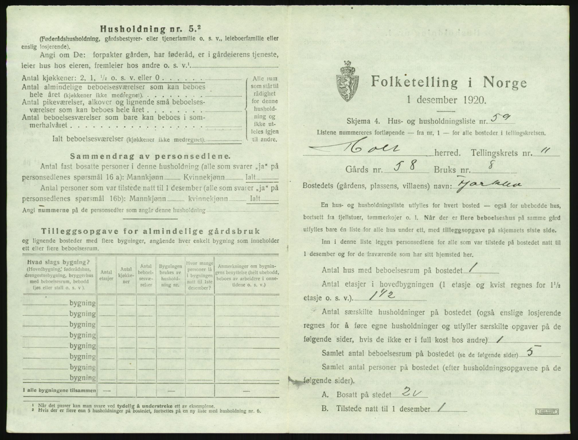 SAK, 1920 census for Holt, 1920, p. 1148