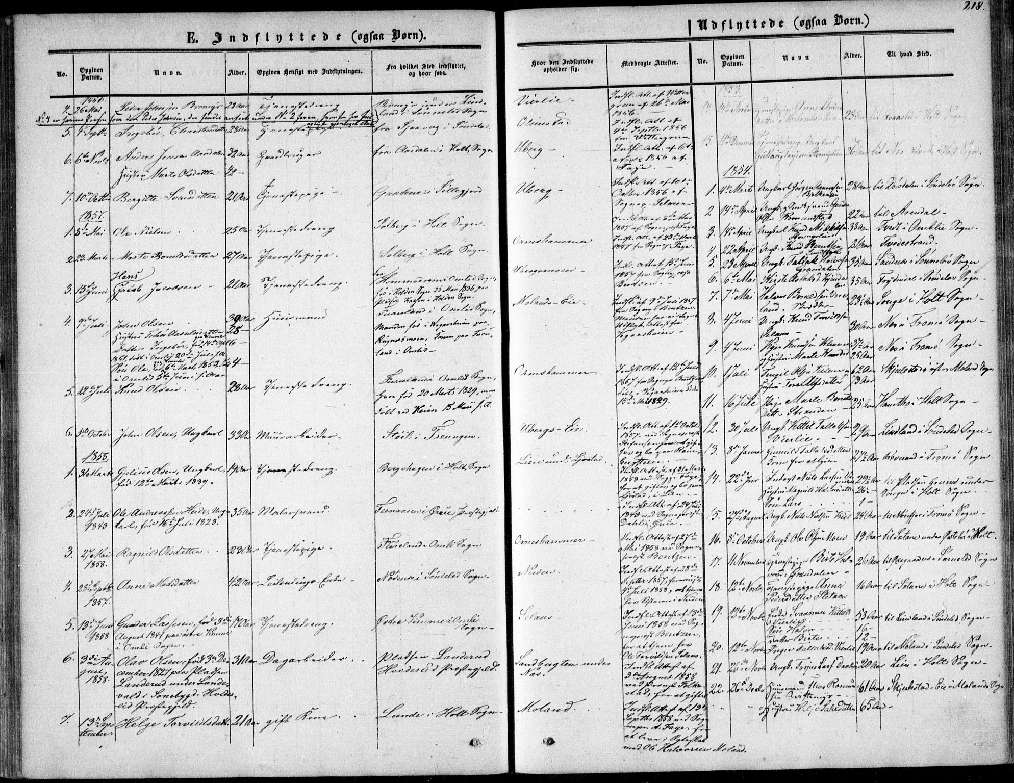 Gjerstad sokneprestkontor, AV/SAK-1111-0014/F/Fa/Fab/L0003: Parish register (official) no. A 3, 1853-1878, p. 218