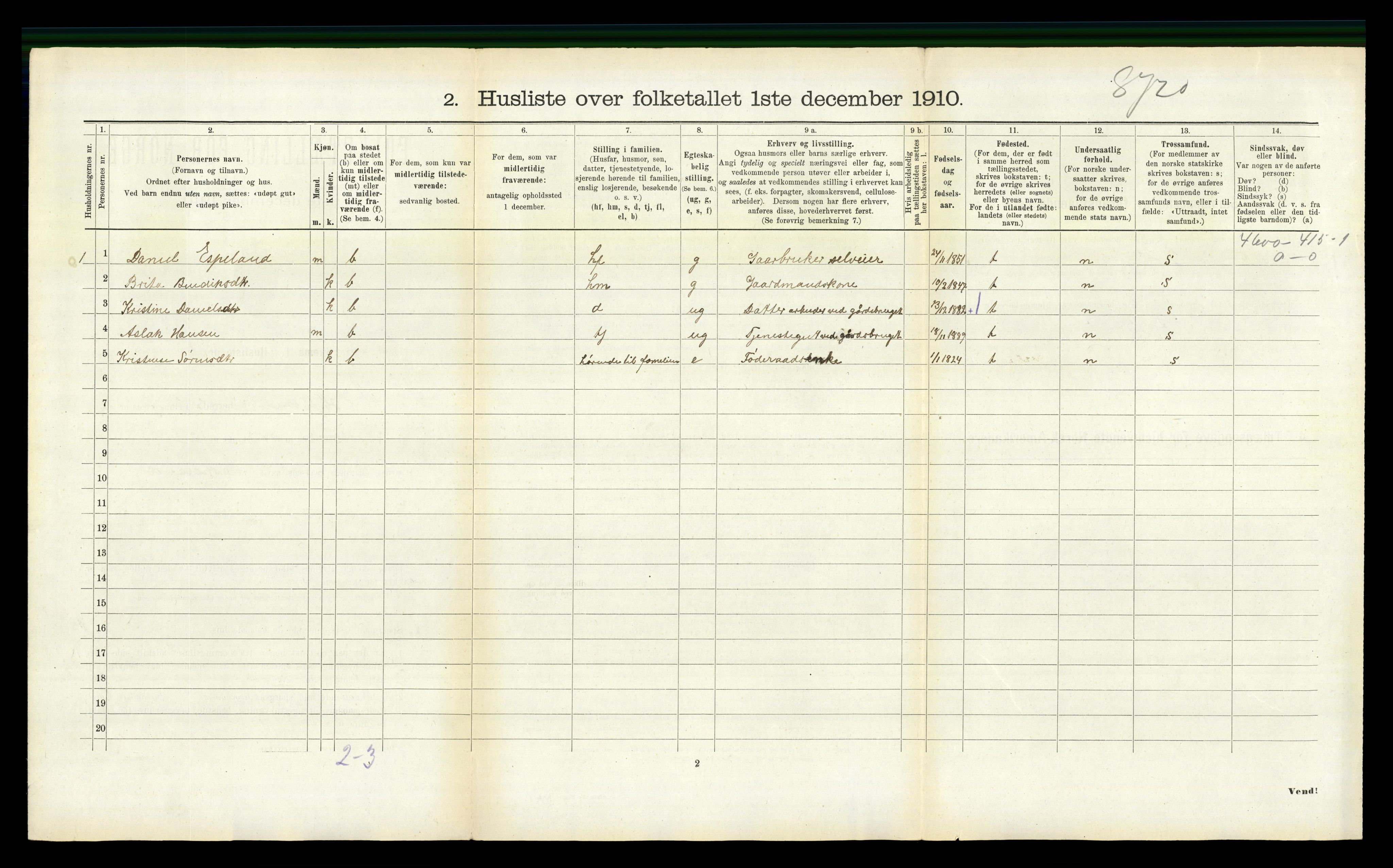 RA, 1910 census for Hyllestad, 1910, p. 746