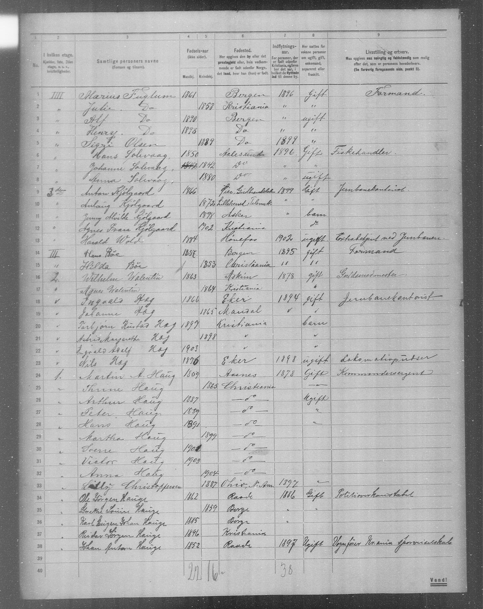 OBA, Municipal Census 1904 for Kristiania, 1904, p. 14295