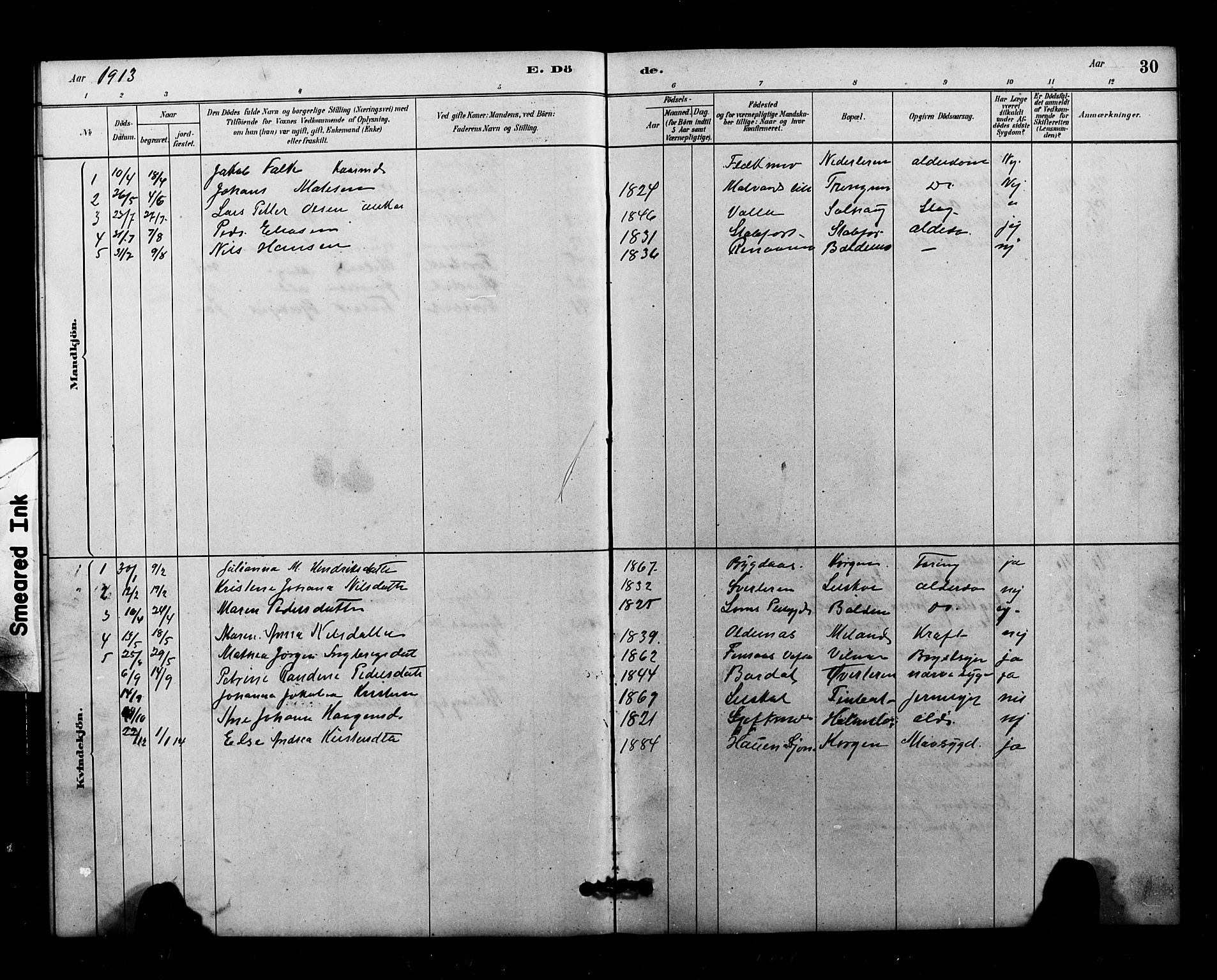 Ministerialprotokoller, klokkerbøker og fødselsregistre - Nordland, SAT/A-1459/826/L0382: Parish register (copy) no. 826C02, 1879-1914, p. 30