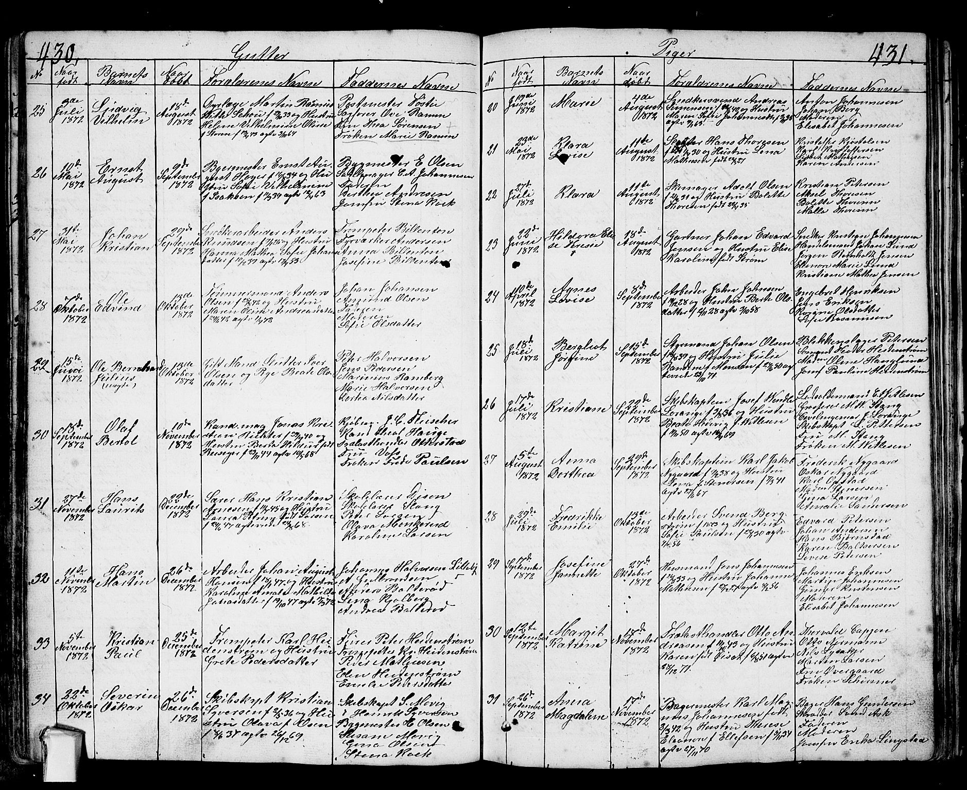 Fredrikstad prestekontor Kirkebøker, AV/SAO-A-11082/G/Ga/L0001: Parish register (copy) no. 1, 1824-1879, p. 430-431