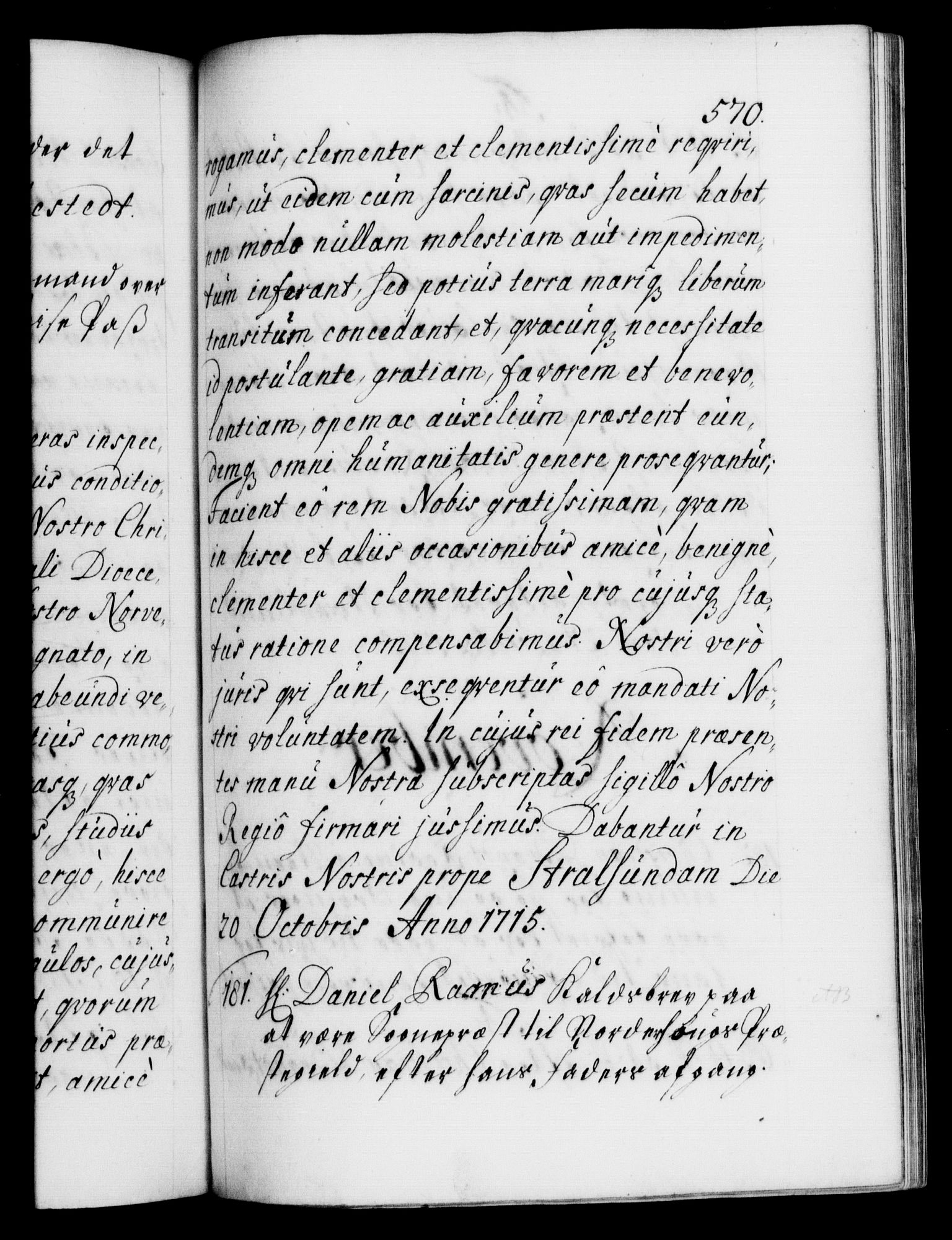 Danske Kanselli 1572-1799, AV/RA-EA-3023/F/Fc/Fca/Fcaa/L0021: Norske registre, 1712-1715, p. 570a