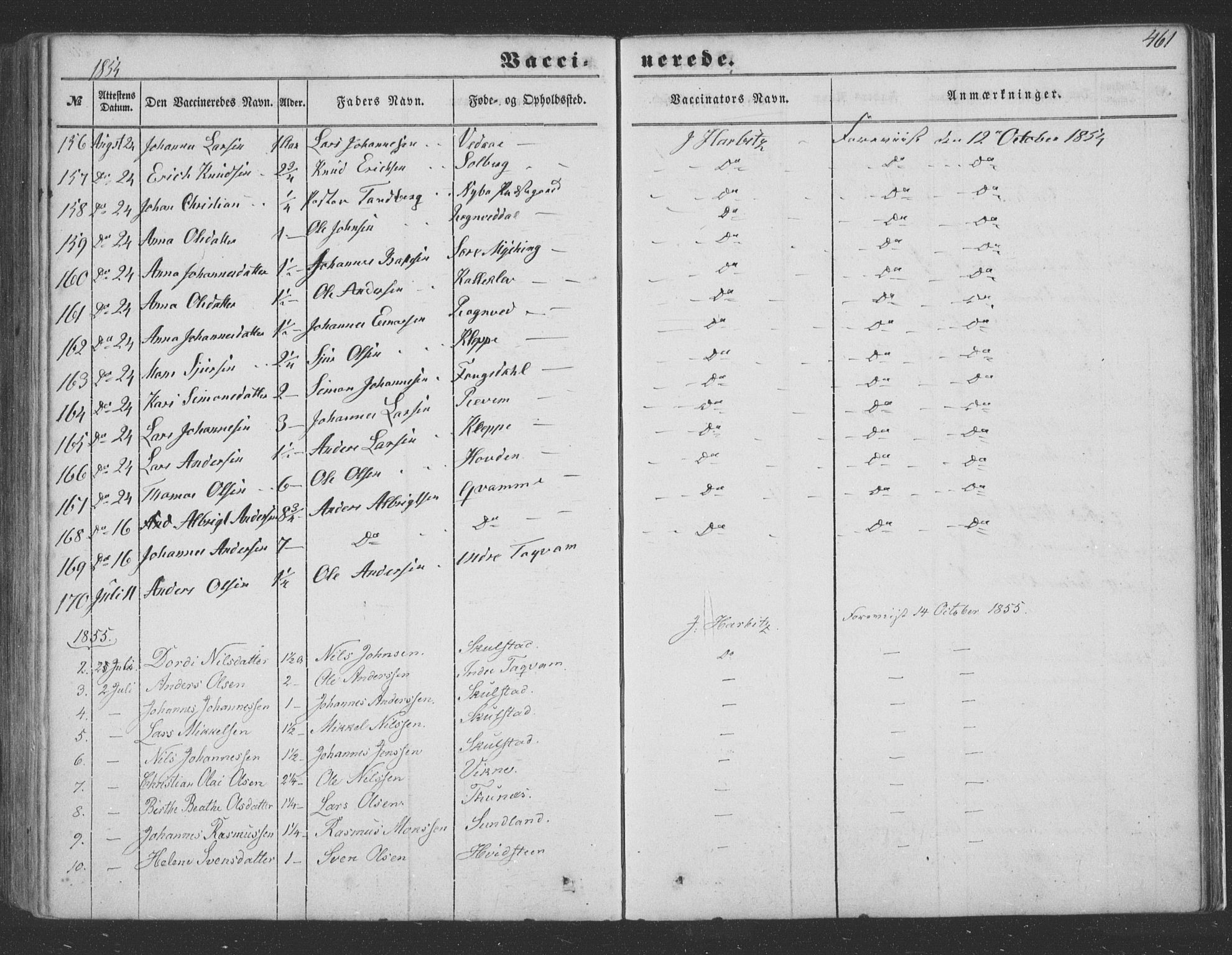 Haus sokneprestembete, SAB/A-75601/H/Haa: Parish register (official) no. A 16 II, 1848-1857, p. 461